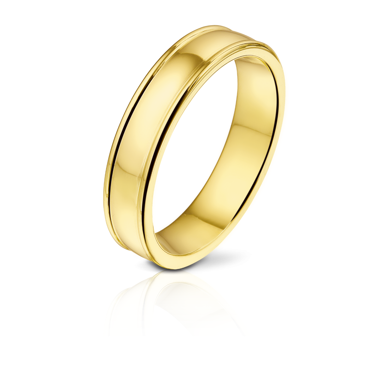 14 KT Geelgouden trouwring van Angeli di Bosca. De ring is 5 mm breed.