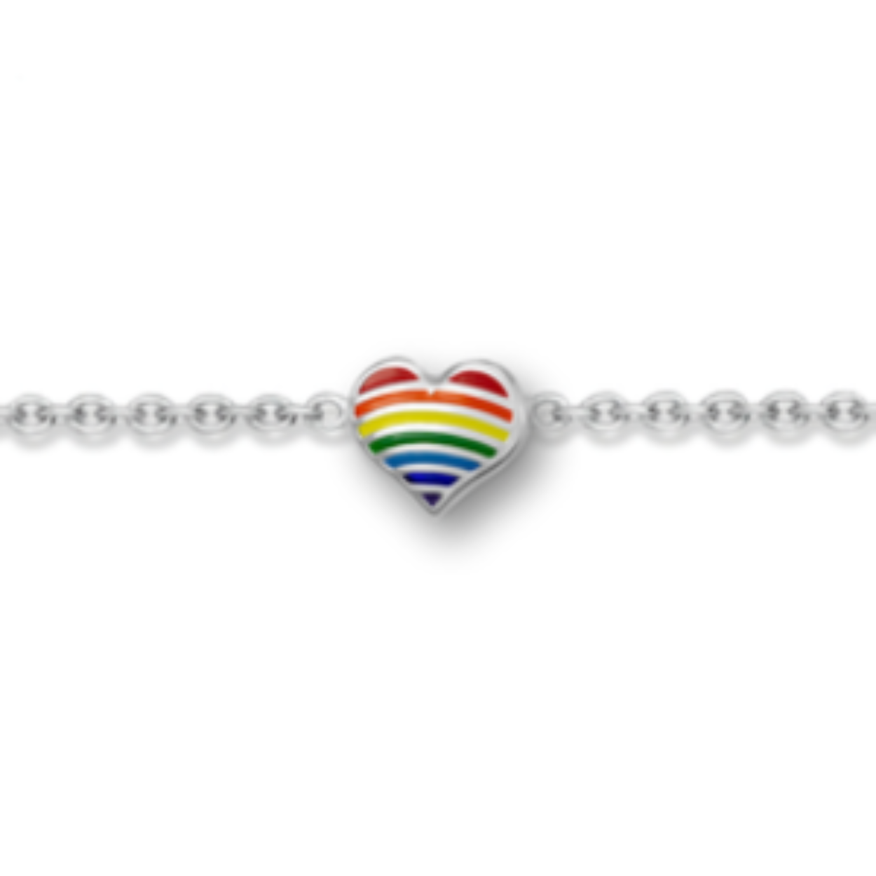 Zilveren armband met gekleurd regenboog hartje