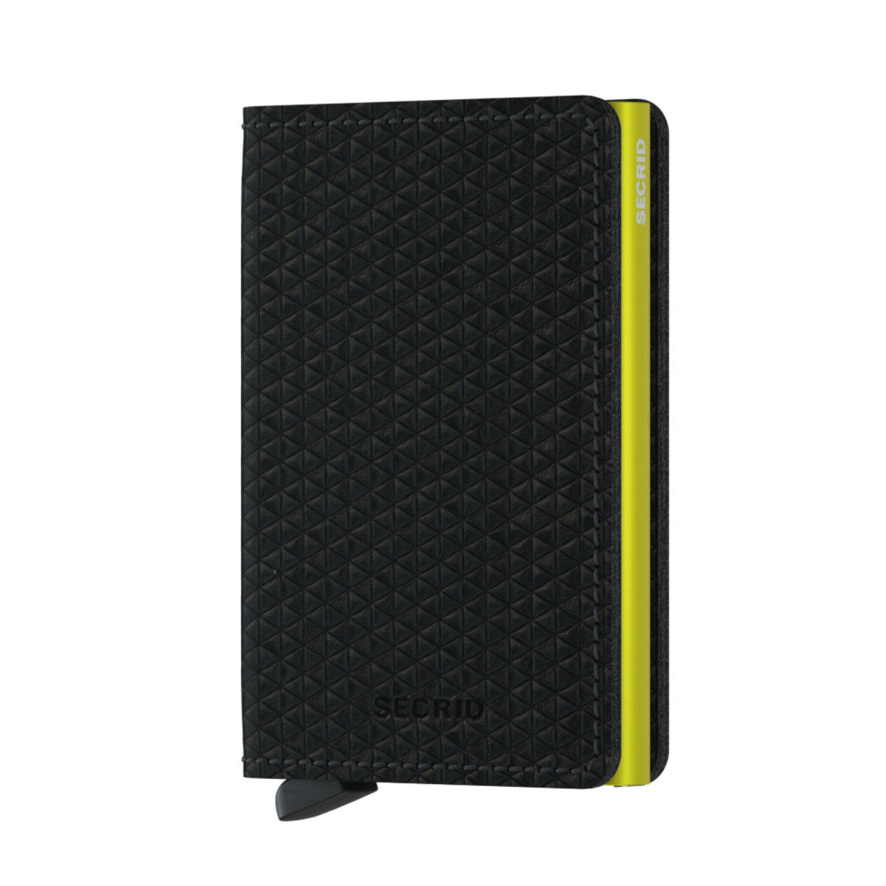 De Slimwallet is een eigentijdse kijk op de klassieke billfold. Door het slanke profiel past hij perfect in elke binnen- of broekzak. Het ruim gesneden leer biedt ruimte voor ten minste 6 extra kaarten en bankbiljetten.
Het gepatenteerde mechanisme geeft met één simpele beweging toegang tot je kaarten: klaar voor gebruik. De aluminium behuizing beschermt kaarten tegen buigen, breken en ongewenste draadloze communicatie.
Diamond
Een micropatroon van geometrische facetten. Weerspiegeling van de nachtelijke hemel in een eindeloze herhaling, lichten en schaduw.

Slimwallet Diamond Black is van gecorrigeerd leer, gemaakt in Italië van Europese runderhuiden. Bezoek onze leerpagina voor meer informatie over leereigenschappen, ons productieproces en verzorgingsinstructies.

Draagt
4 verdikte of 6 platte kaarten
6 extra kaarten
Bankbiljetten
Visitekaartjes
Bonnetjes
Afmetingen en gewicht
68 x 102 x 16 mm
72 g
2 jaar garantie
