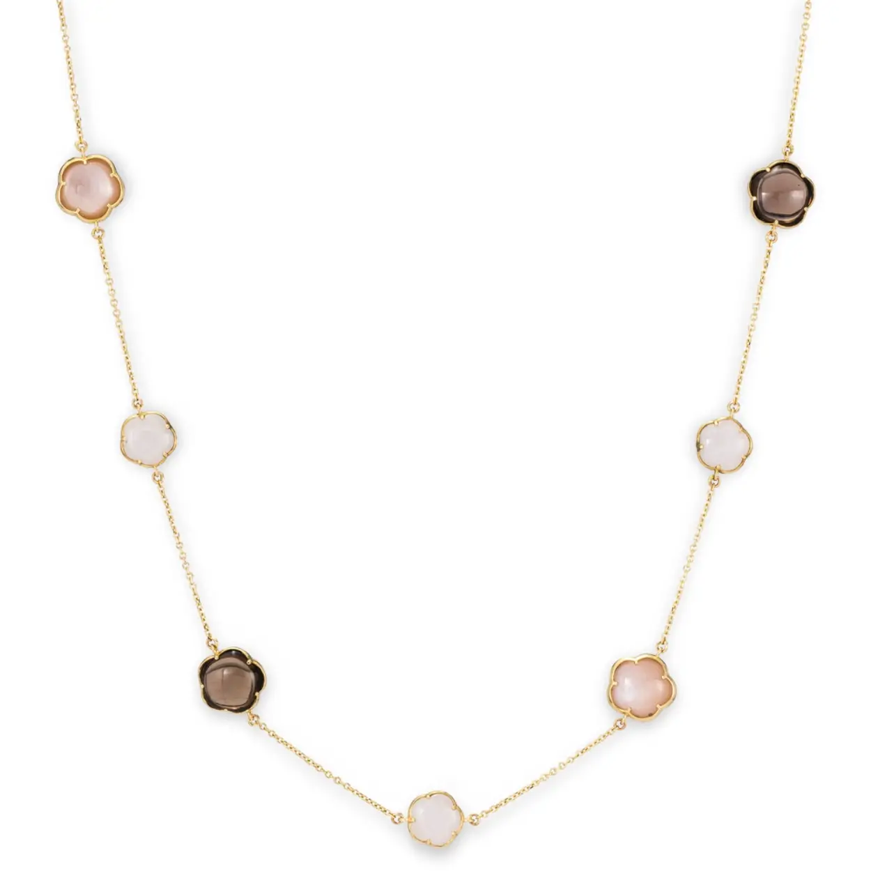 Geelgouden collier (14krt) 45cm | Jade, Maansteen en Fume