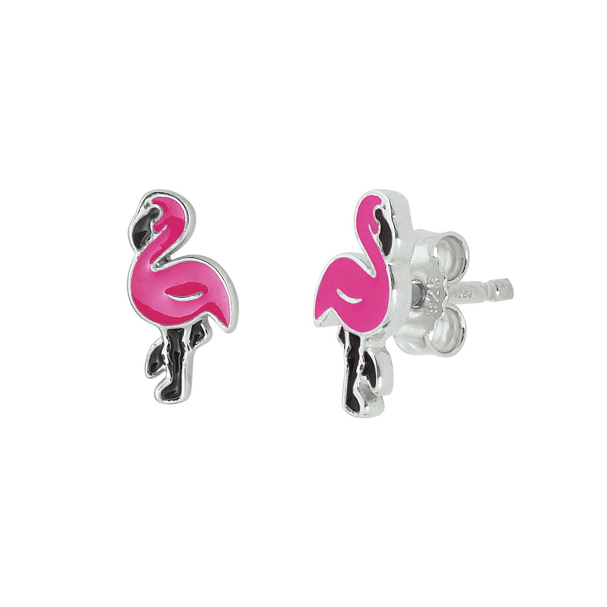  Zilver gerhodineerde oorstekers, flamingo