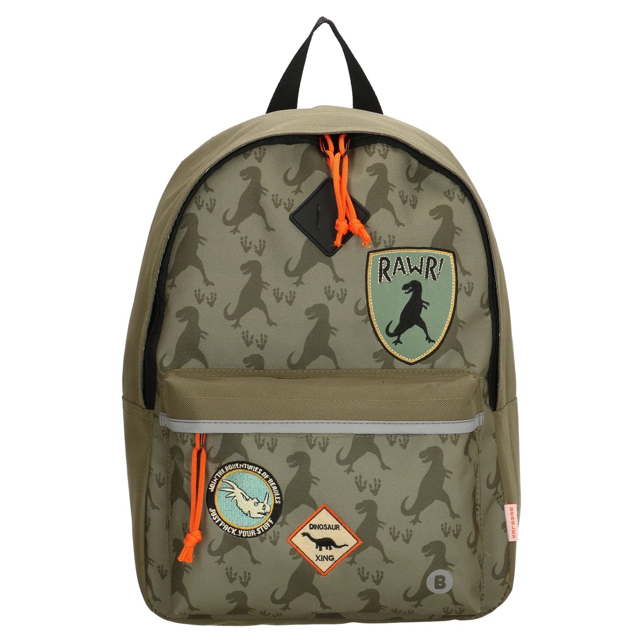 Rugzak Dino de ideale reisgezel voor mee naar school.

Afmetingen:
Hoogte 40cm x breed 29cm x diep 9cm