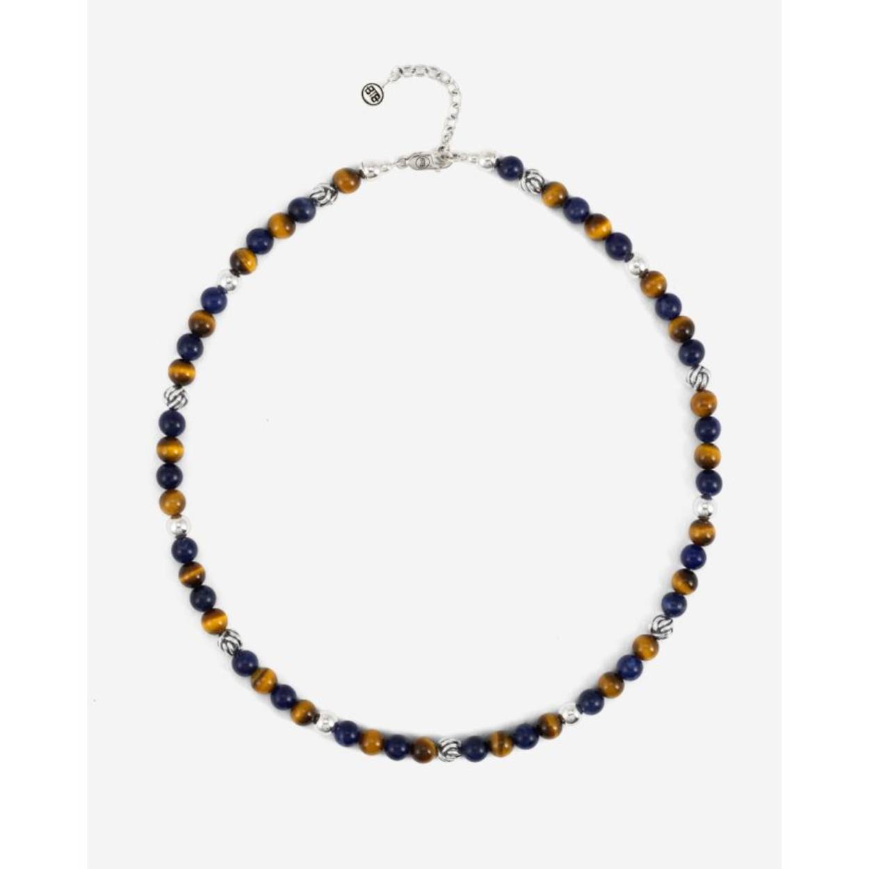 Spirit Bead Mini Necklace Mix Sodalite Tiger Eye Silver