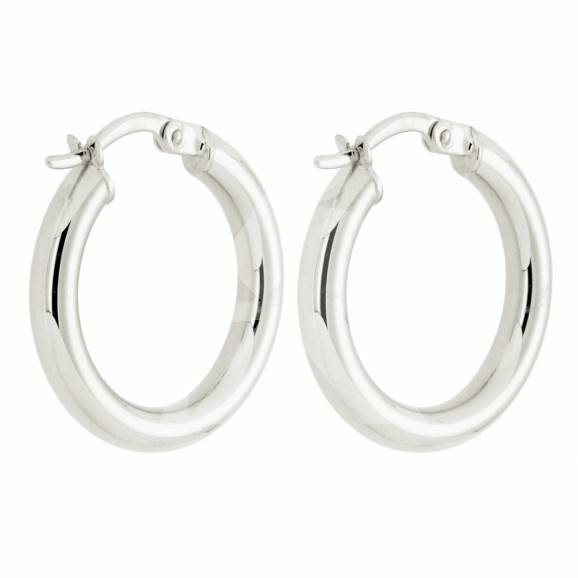 Creolen rond
14 karaat witgoud
Breedte: 3 mm

Diameter: 16 mm
Gewicht: ca. 1,30 gram