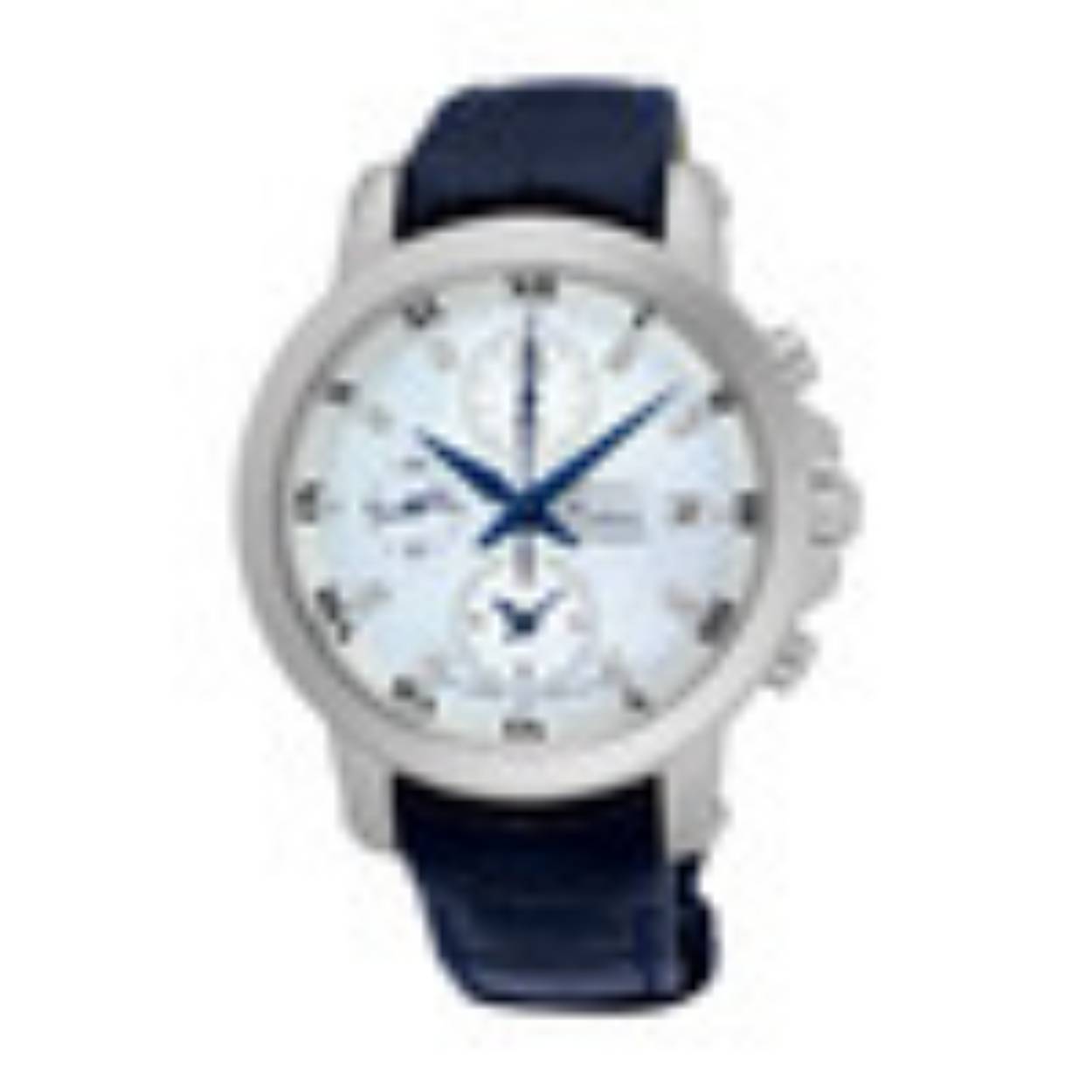 De kleur van de kast is zilverkleurig, heeft een diameter van 37.2 mm en een hoogte van 9.5 mm. De kleur van de wijzerplaat van dit horloge is parelmoer. Dit horloge heeft een saffier glas. De band is van leer en is blauw. Met een quartz uurwerk staat dit horloge altijd op tijd. Daarnaast heeft het een datum weergave.

Het horloge is waterbestendig tot 10 bar (Zwemmen). U ontvangt het Seiko horloge in een mooie geschenk verpakking. Daarnaast heeft u 2 jaar jaar garantie.