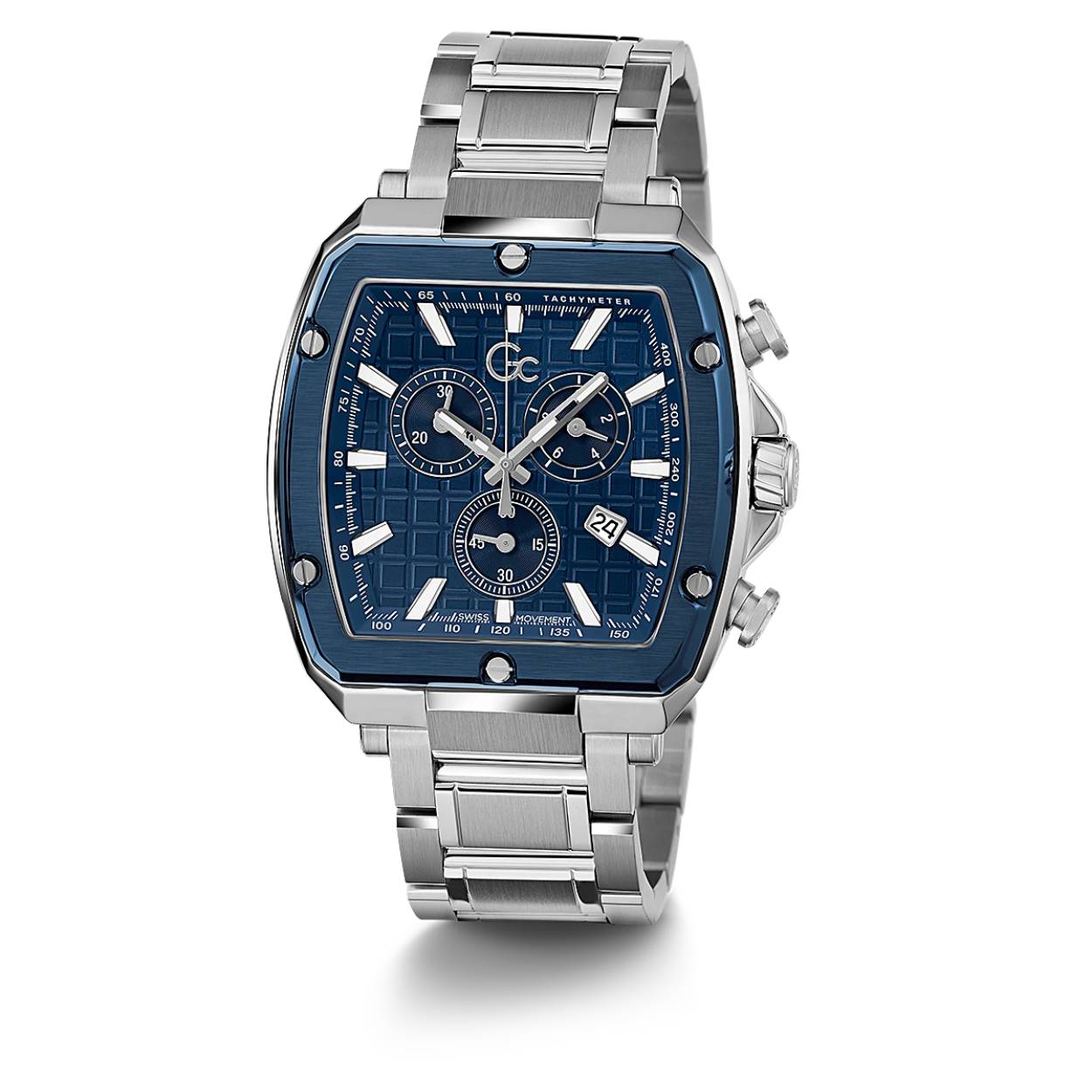 GC horloge met stalen band, Spirit Tonneau staal/blauw