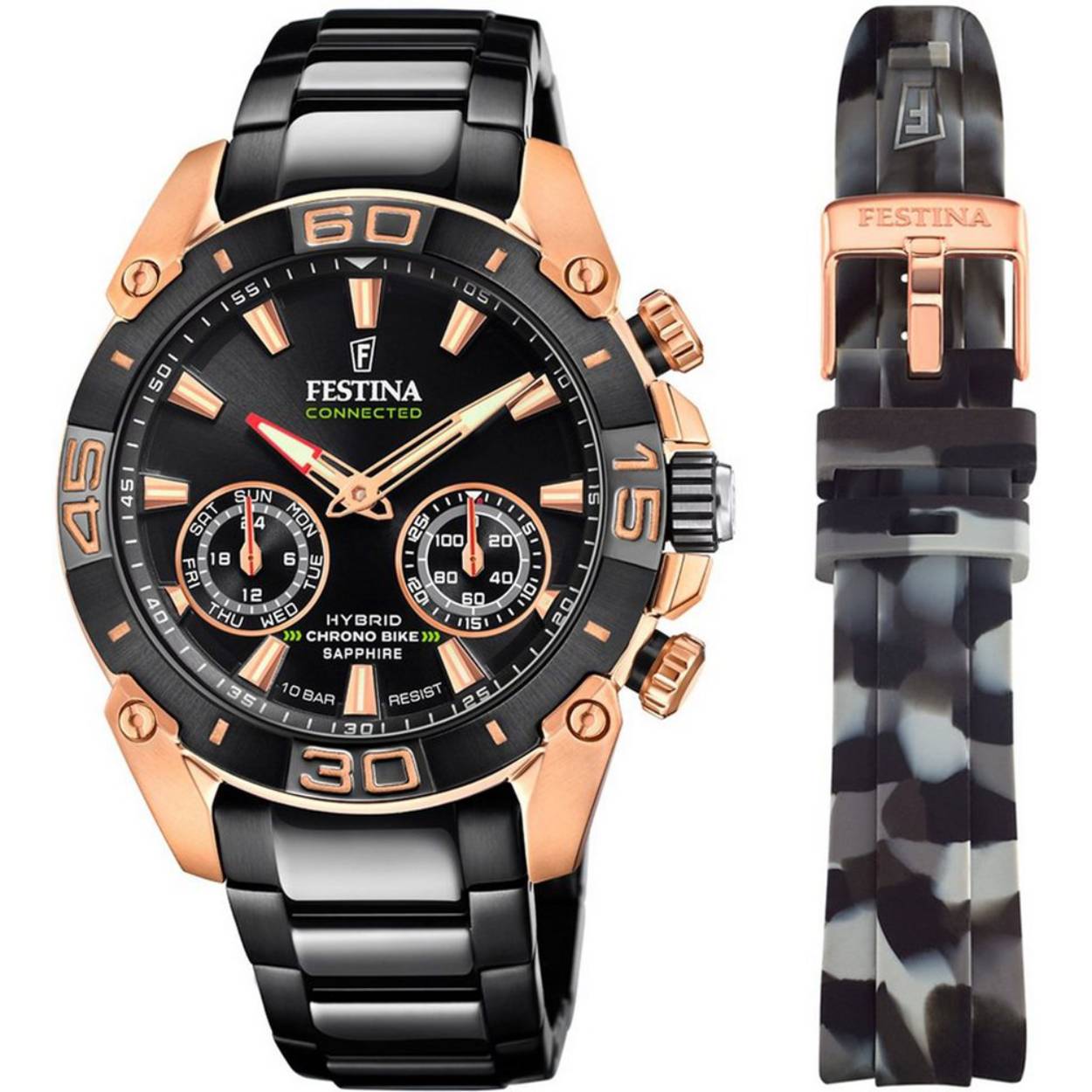 FESTINA F20548-1 HYBRID CHRONO BIKE HORLOGE 2021 LIMITED EDITION ZWART