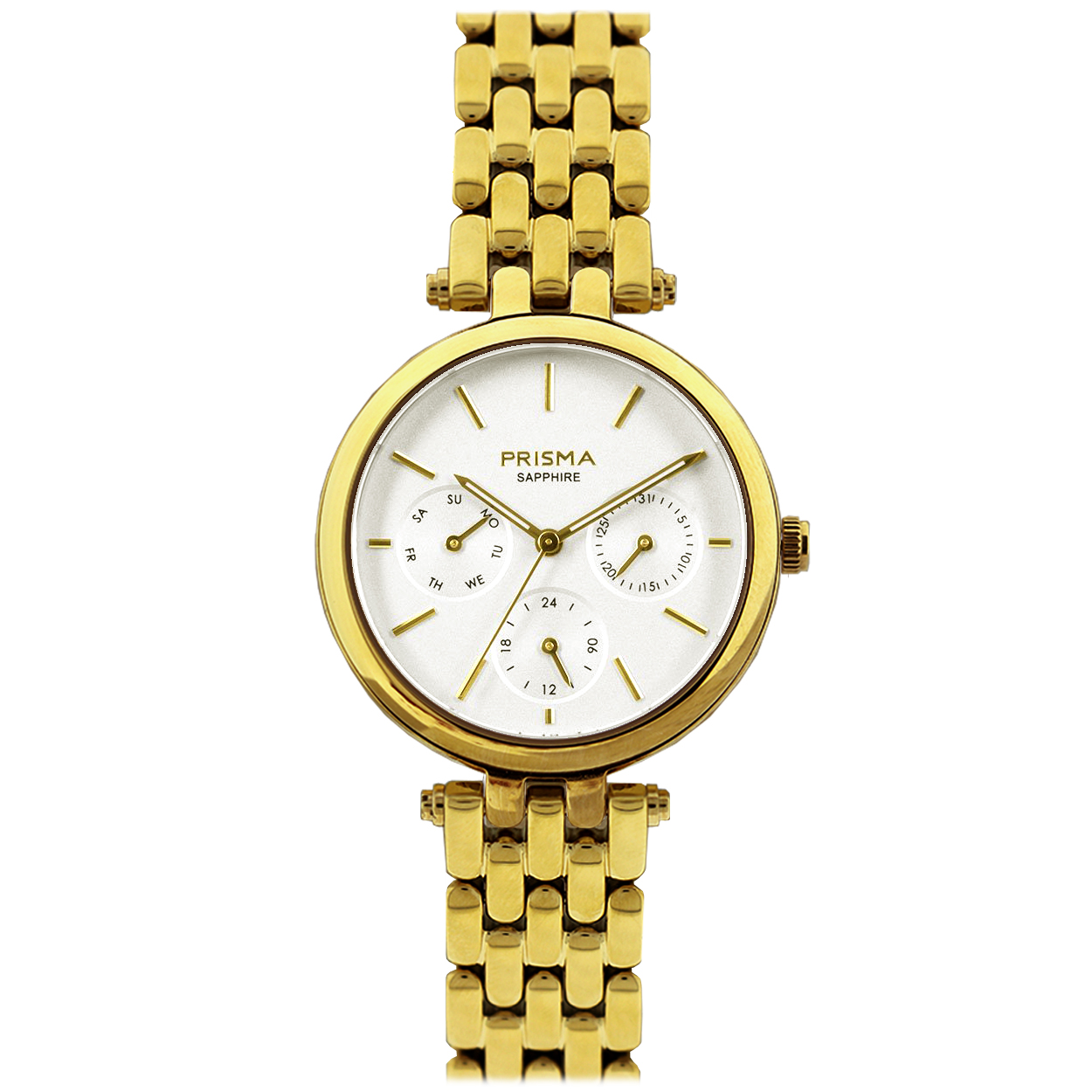 prisma horloge met goudkleurige band