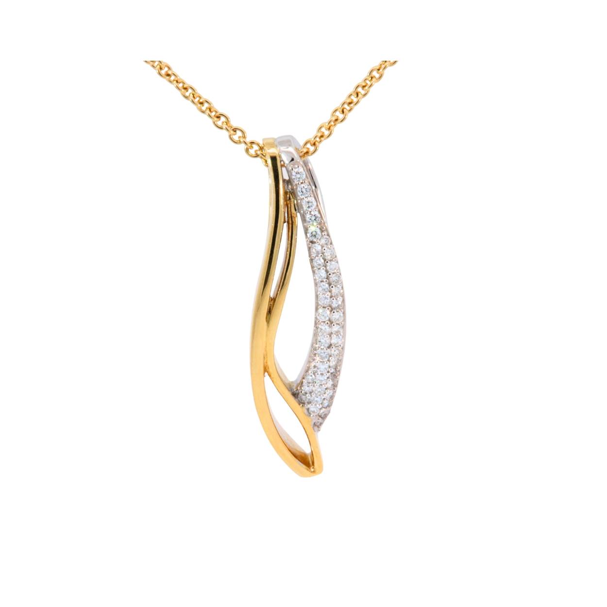 Bicolor hanger van 18kt goud met diamanten.