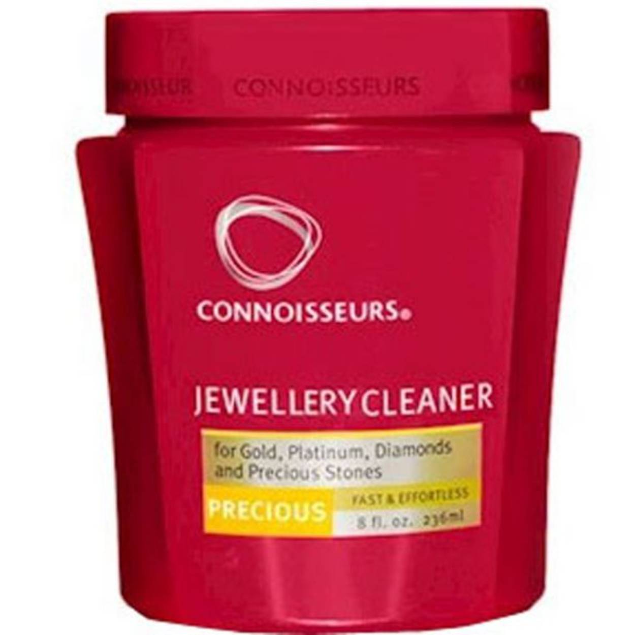 Juwelenbad voor gouden sieraden en horloges. Laat je sieraden weer glanzen.
Gebruik: dip 5 tot 10 seconden, afspoelen en drogen.

Connoisseurs geeft je een schoonheidsritueel voor je sieraden en juwelen.
Als je vaak je sieraden draagt en ze net zo mooi wilt houden als de dag dat je ze nieuw kreeg, heeft Connoisseurs een serie reinigingsproducten die de dofmakende effecten van zeepresten, parfum, make-up en huid oliën teniet doen. Of het nu gaat om je gouden armband of een kostbaar goud met diamanten ring, oorstekers, collier of horloge: Connoisseurs maakt ze weer als nieuw. Snel en doeltreffend. Connoisseurs producten reinigen verkleurd goud probleemloos. Niet alleen verwijderen ze eenvoudig vuil en aanslag maar ze vormen ook een barrière waardoor aanslag minder makkelijk ontstaat.
Zoals je je dag begint met een goede huidverzorging en je je kleding gewassen uit de kast haalt, is het niet anders met je sieraden. Connoisseurs laat je sieraden weer schitteren.