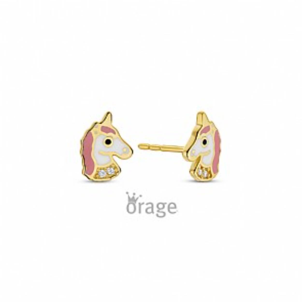 Orage Kids oorbellen eenhoorn goud 9k