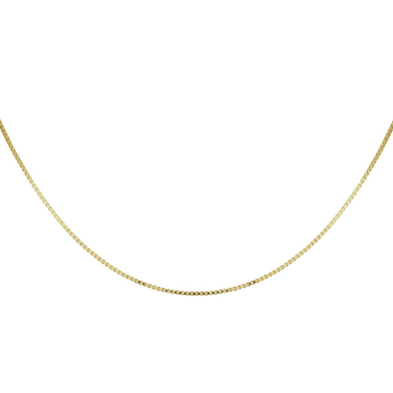 14k geelgouden venetiaans schakelcollier met karabijnsluiting, dikte 0.8mm en op 45cm lengte