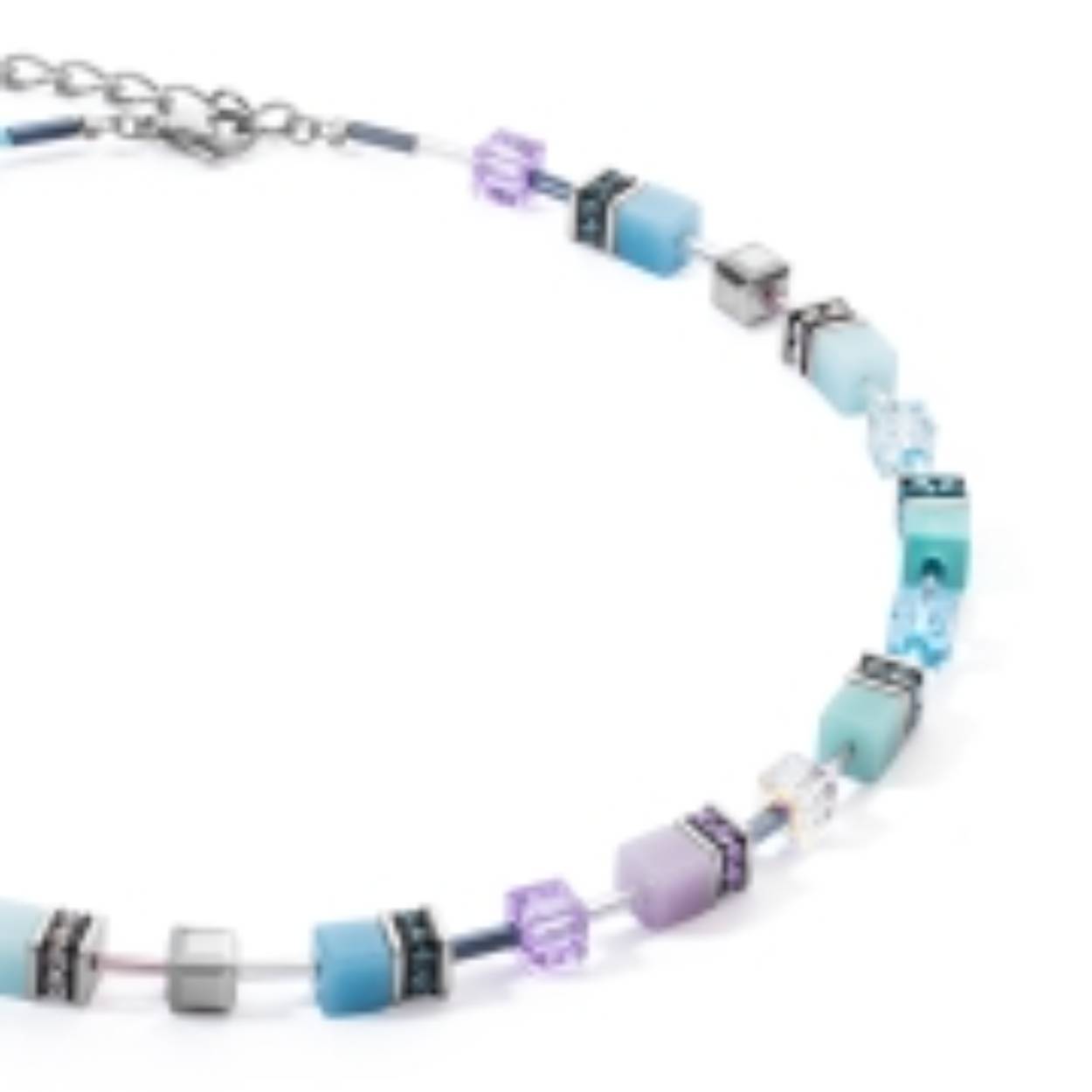 2838/10-2026 Coeur de Lion collier Aqua-Lila; Synthetisch tijgeroog, Swarovski kristal, glas en Strass.
