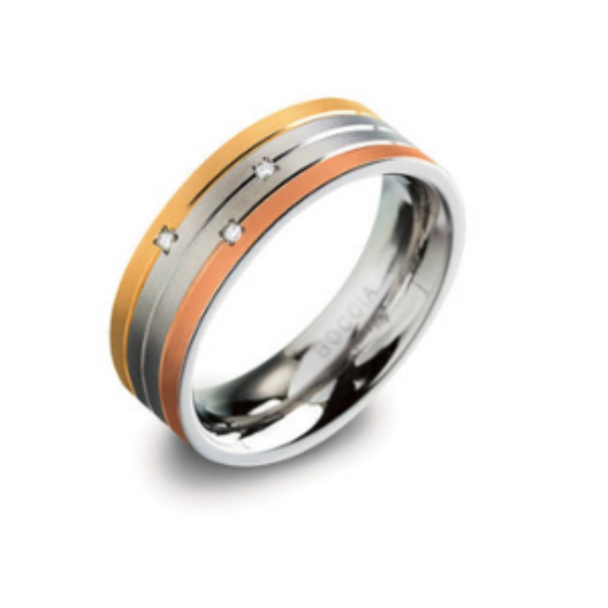 Titanium Boccia ring tricolor met diamanten