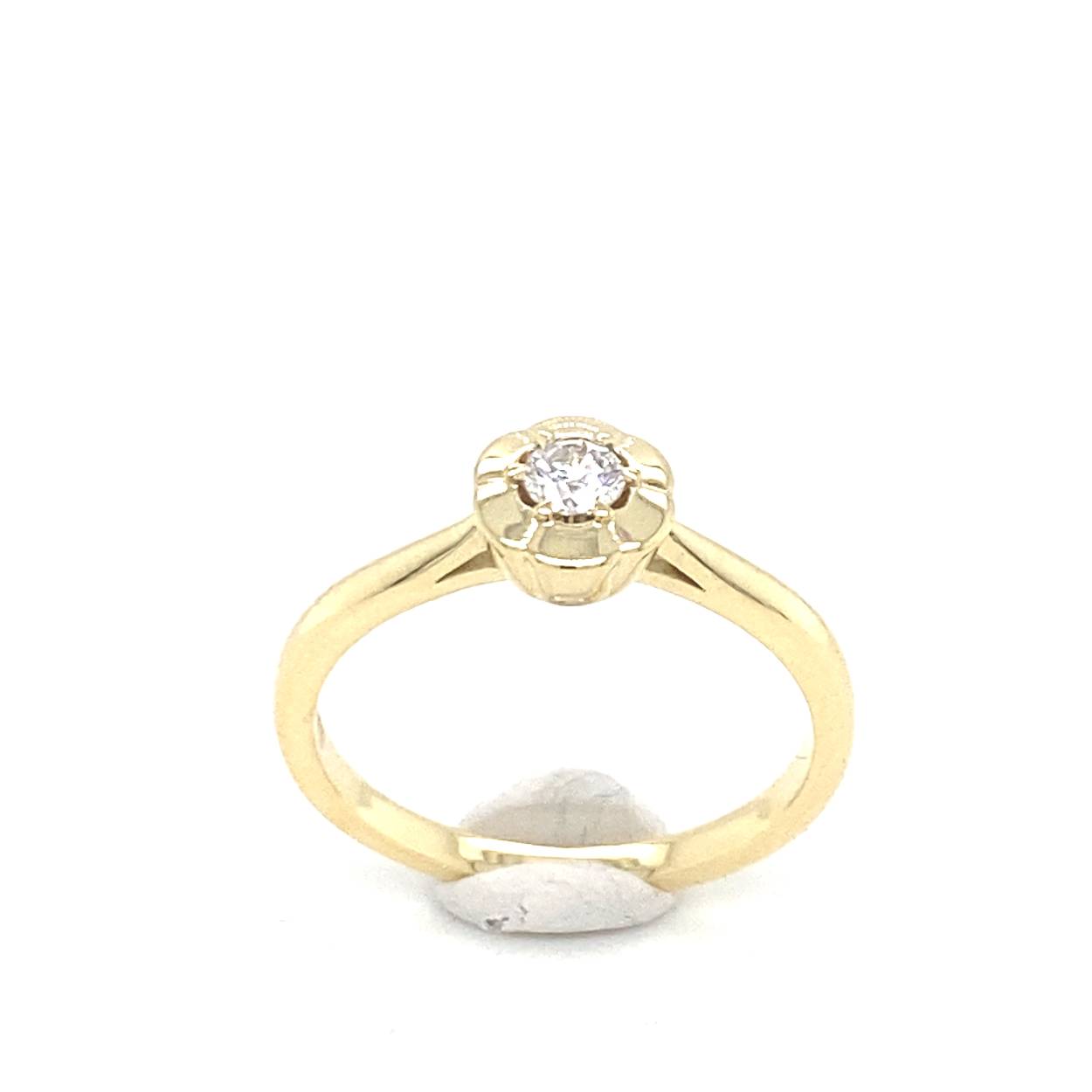 14krt geelgouden R&C ring met 0.15 ct briljant