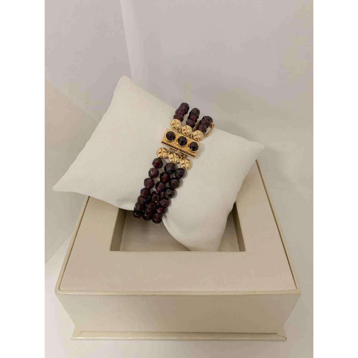 VINTAGE armband granaat - gouden sluiting 