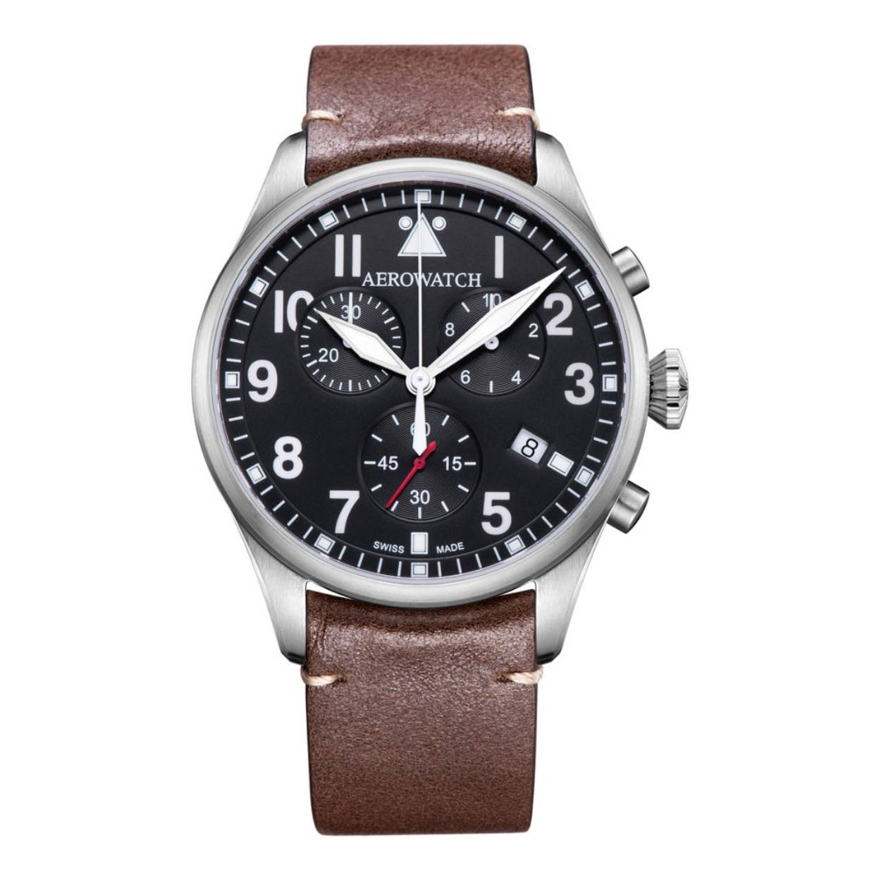 Dit Aerowatch horloge heeft een kast gemaakt van Roestvrijstaal met een diameter van 42 mm en is voorzien van een leren band. In de kast bevindt zich een ETA kwaliteitsuurwerk en is afgewerkt met Saffierglas.

Het horloge is 5ATM. Dit betekent dat het horloge geschikt is om mee te douchen