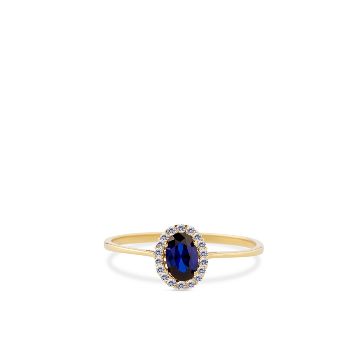 gouden ring met blauw saffier en zirkonia