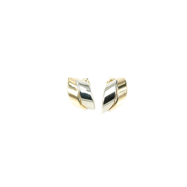 Monzario 14krt bicolor gouden oorknoppen.
Hoogte: 11mm
