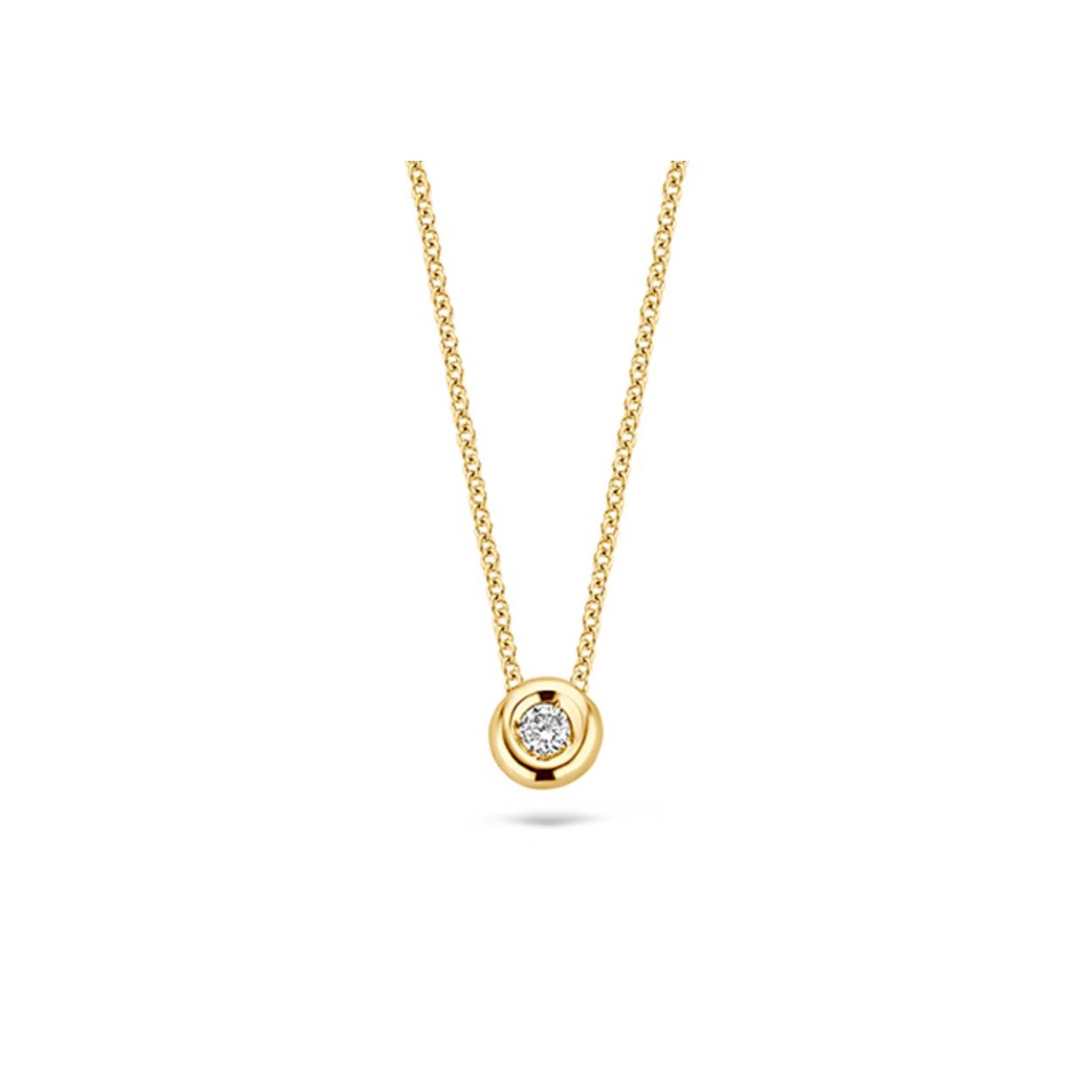 Blush collier 14k geelgoud met briljant geslepen diamant.