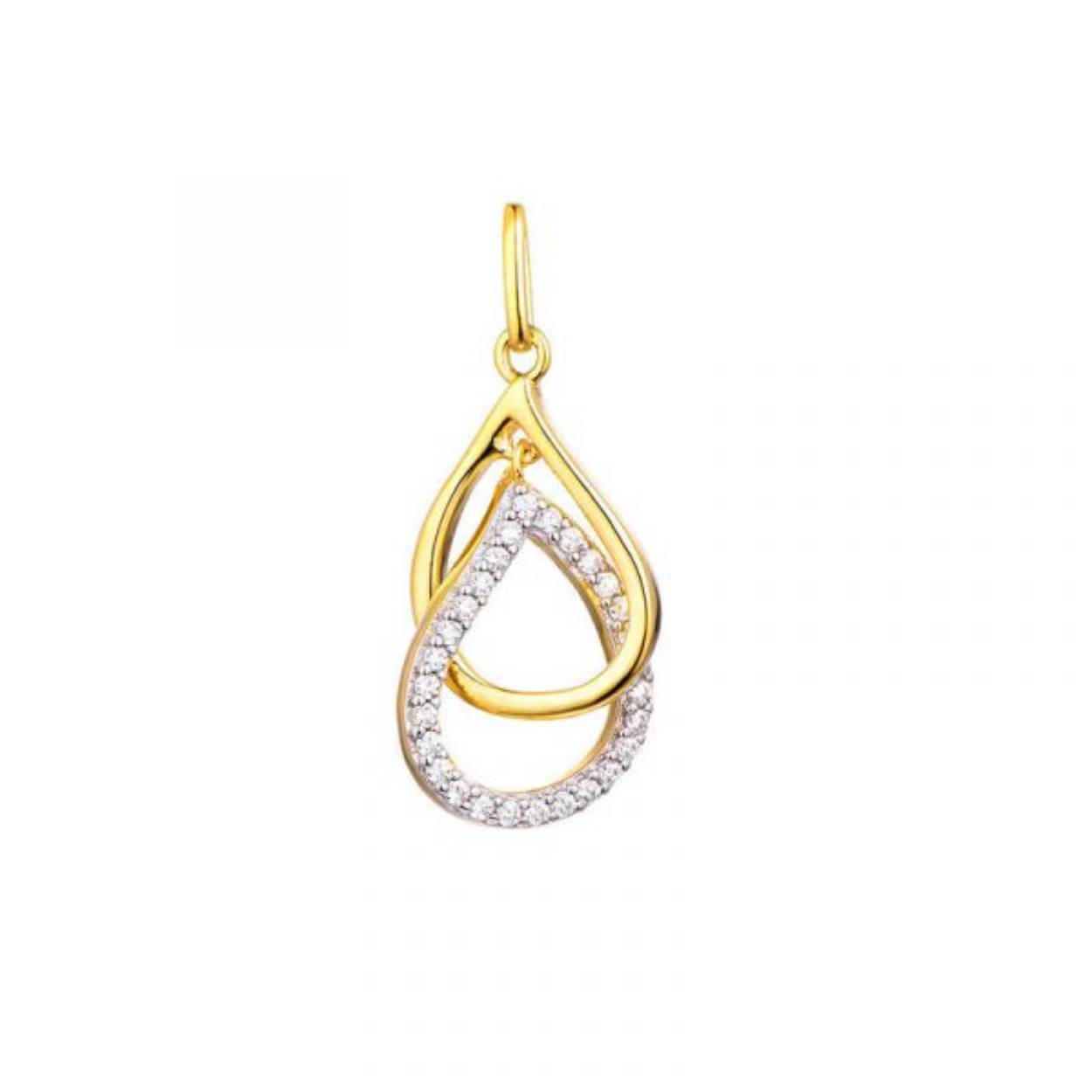 zilveren hanger in goud verguld met zirkonia stenen.