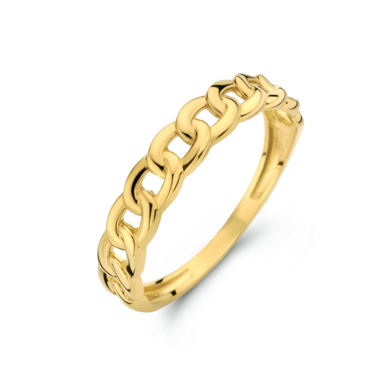 14k Geelgouden ring met een breedte van 4mm. ring maat 17 1/2
