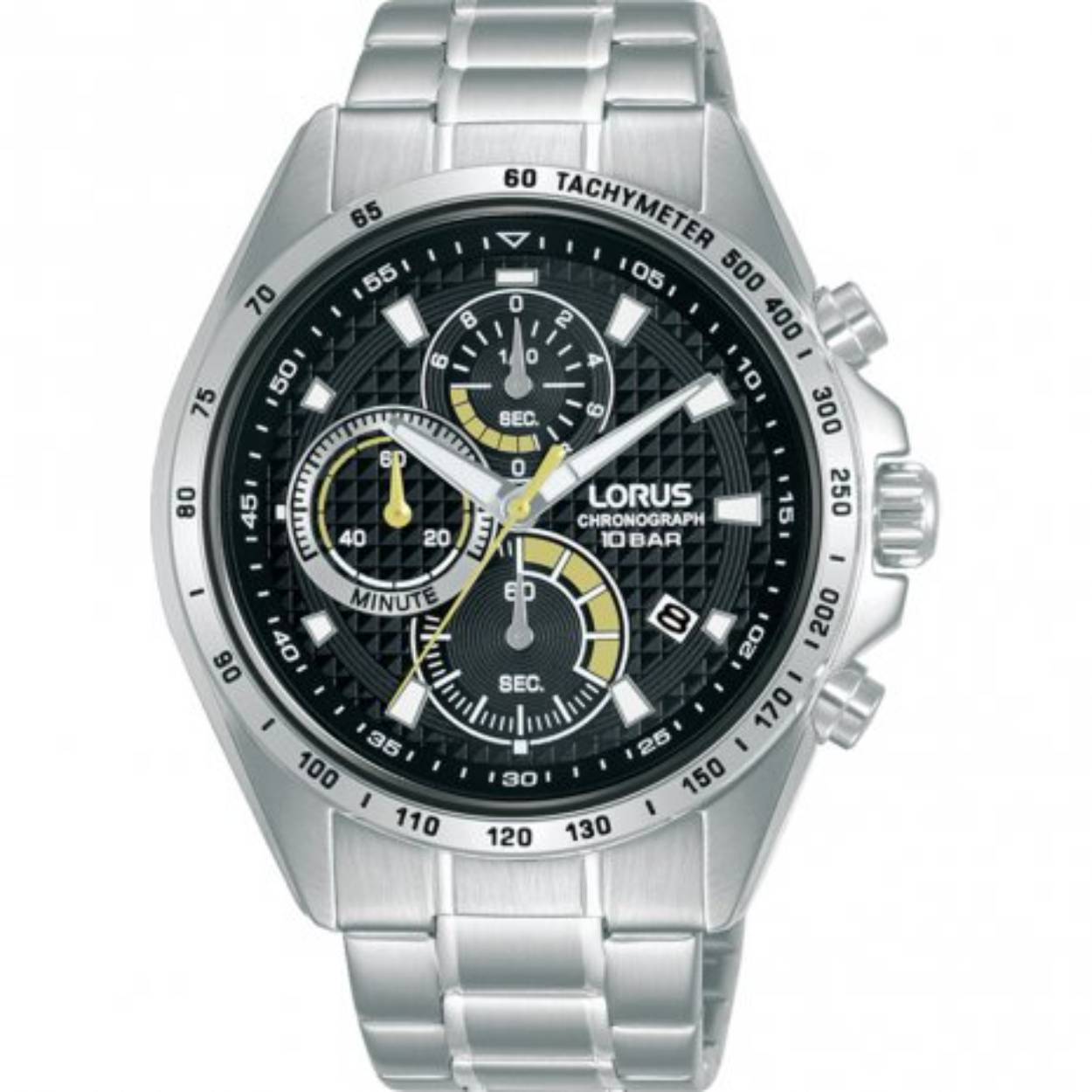 Dit is een herenhorloge van het merk Lorus. Het is een chronograaf horloge gemaakt van staal. De diameter van de kast is 44 mm en de kast is 11.2 mm dik.