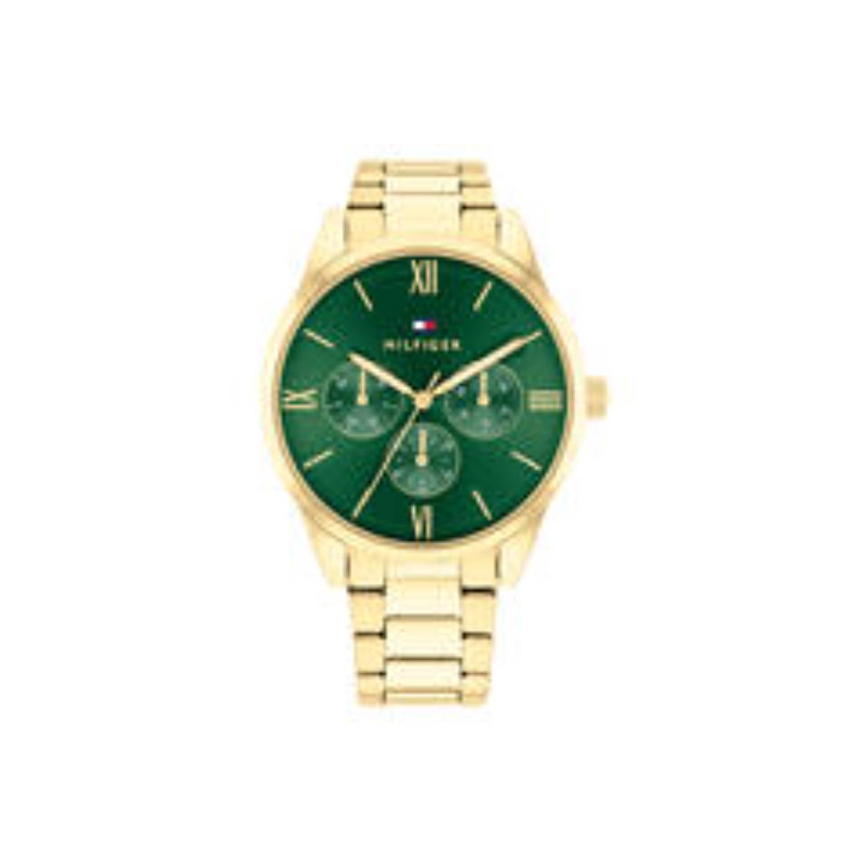 Tommy Hilfiger TH1782746 Horloge Dames Staal Goudkleurig 38mm
Dit specifieke horloge van Tommy Hilfiger uit de Camille serie met artikelnr: TH1782744 is een luxe horloge die zeker niet in je collectie mag ontbreken. Het stalen dameshorloge heeft een ronde goudkleurige kast met een gladde bezel. Het horloge heeft een groene wijzerplaat met uren die worden weergegeven met goudkleurige romeinse cijfers. Verder is het horloge multifunctioneel, heeft het dag,-datum en 24-uursaanduiding. Het horloge heeft een goudkleurige verstelbare schakelband, een mineraalglas, een doorsnee van 38mm en is 3ATM.  

Het merk:
Sinds de lancering van het merk in 1985 is Tommy Hilfiger wereldwijd bekend geworden als pionier van de klassieke Amerikaanse coole stijl. Geïnspireerd door de iconische popcultuur en het Amerikaanse erfgoed. De dames en herencollectie van dit seizoen bestaan uit minimalistische silhouetten en rustieke lederen details. De herenhorlogecollectie biedt iconische uurwerken met roestvrijstalen, lederen en siliconen banden.

Specificaties:
- Mineraalglas
- Ronde kast 38mm
- Goudkleurige horlogekast
- Groene wijzerplaat
- Goudkleurige schakelband
- Multifunctioneel
- 3ATM