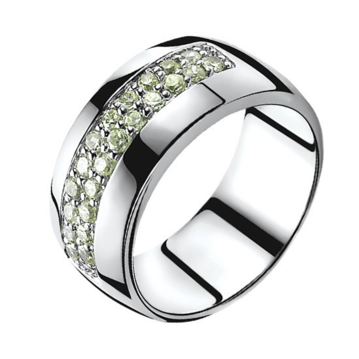 Zinzi zilveren ring groen zirkonia mt54 ZIR551G