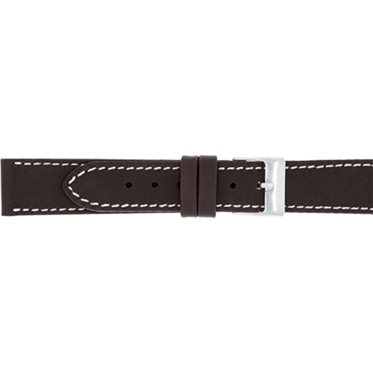 Horlogeband leder 306 donkerbruin wit gestikt 14mm