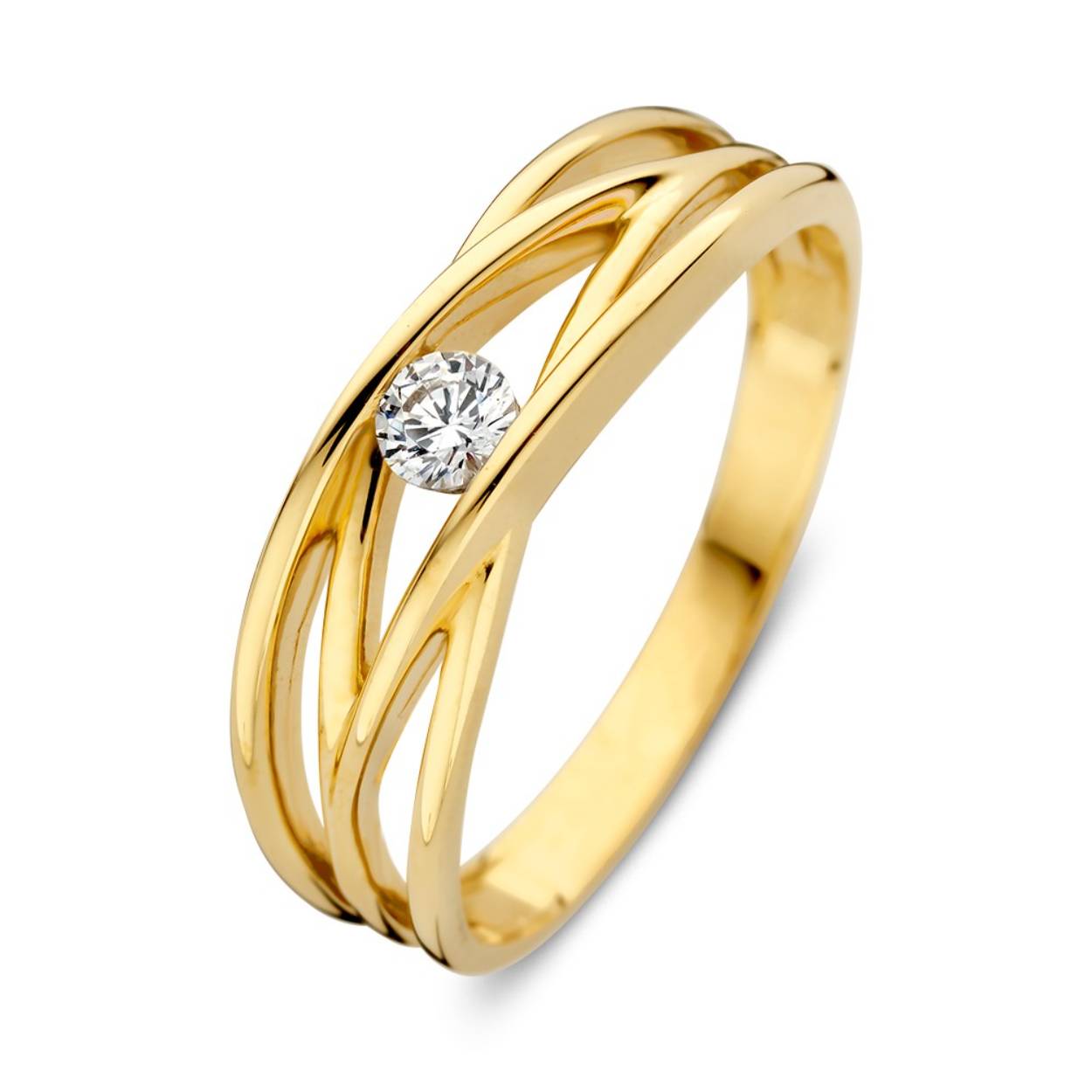 Geelgouden dames ring met zirkonia