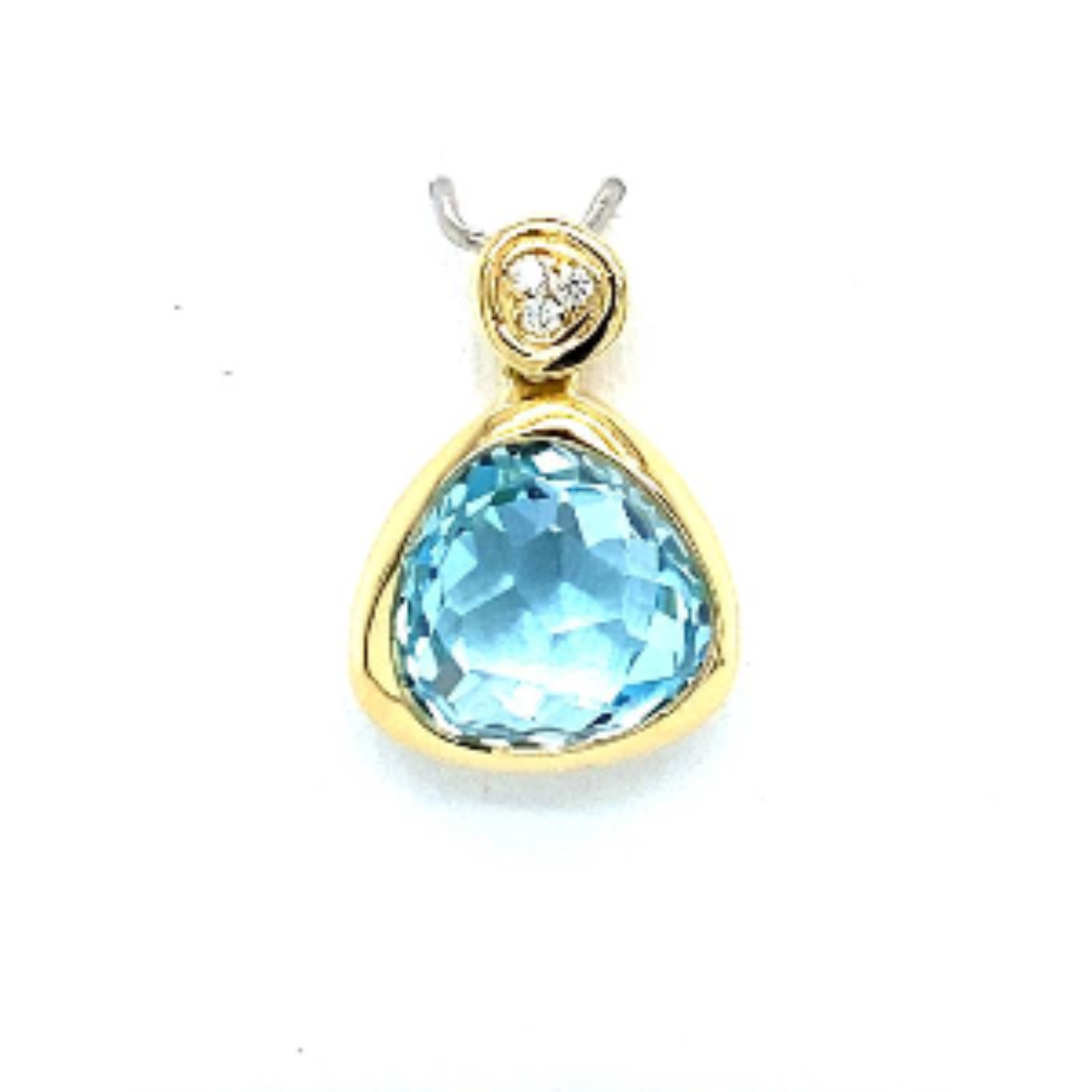 18 krt geelgouden hanger met topaas en diamant 0.02ct H/si
