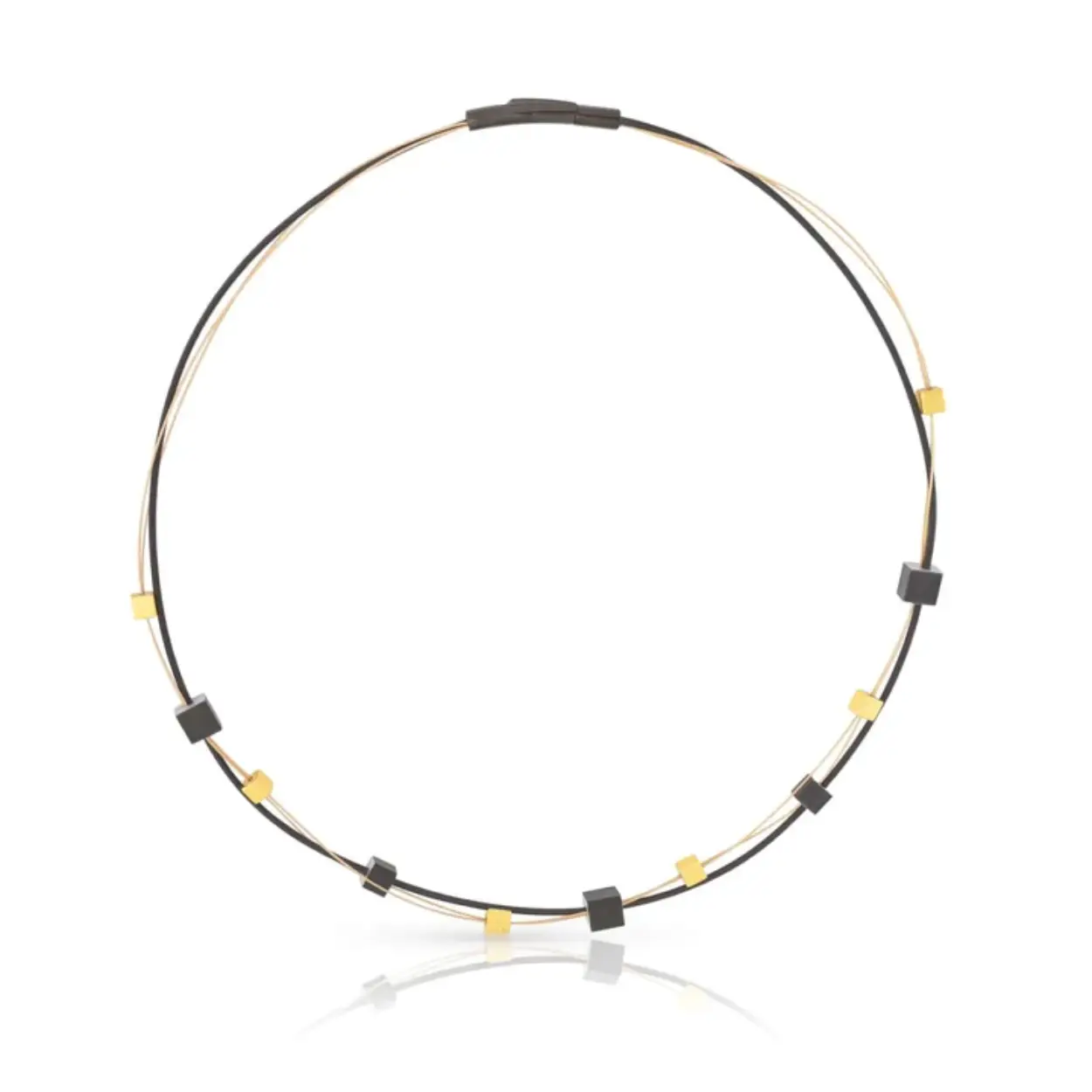 Choker met blokjes in goud/zwart .