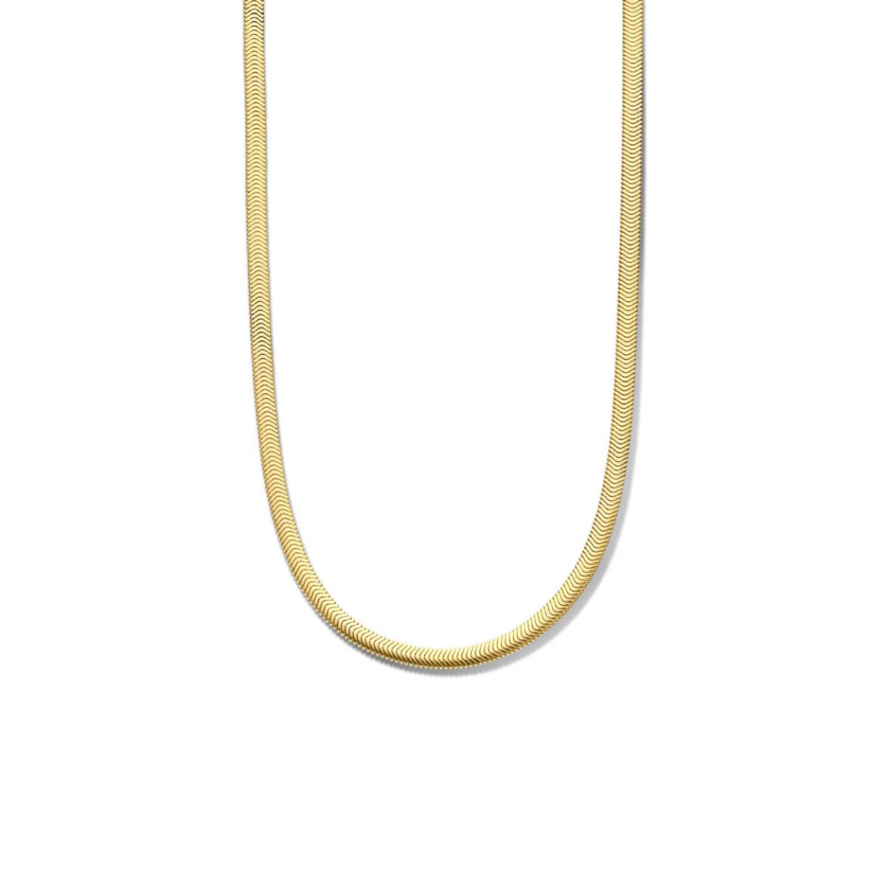 Geelgoud op 925 zilveren collier uitgevoerd met een karabijn sluiting. Het collier heeft een draaglengte van 40cm en een extensie van 4cm.