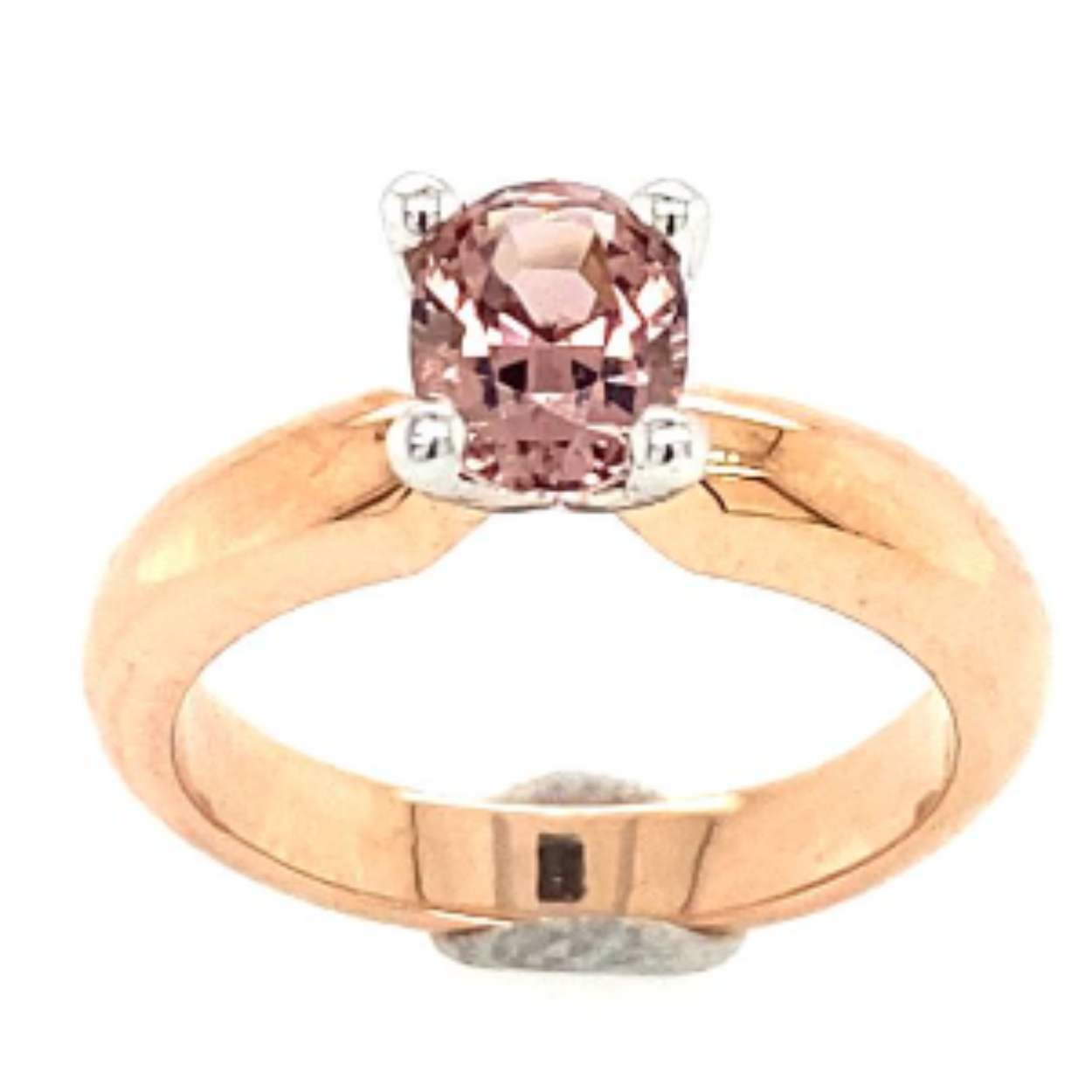 rose gouden handgemaakte solitair met ovaal geslepen spinel