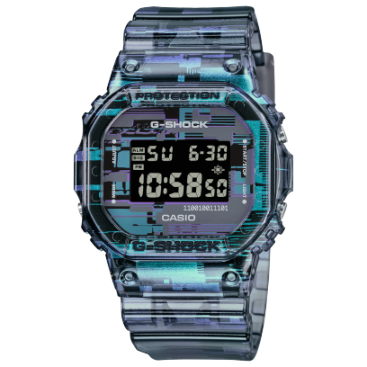 Dit G-Shock horloge heeft een kunststof kast met een diameter van 42.8 mm en is voorzien van een Kunststof band. In de kast bevindt zich een Casio kwaliteitsuurwerk en is afgewerkt met Mineraalglas.

Het horloge is 20ATM. This means the watch is suitable for diving. Verder wordt het horloge geleverd met 2 jaar garantie.