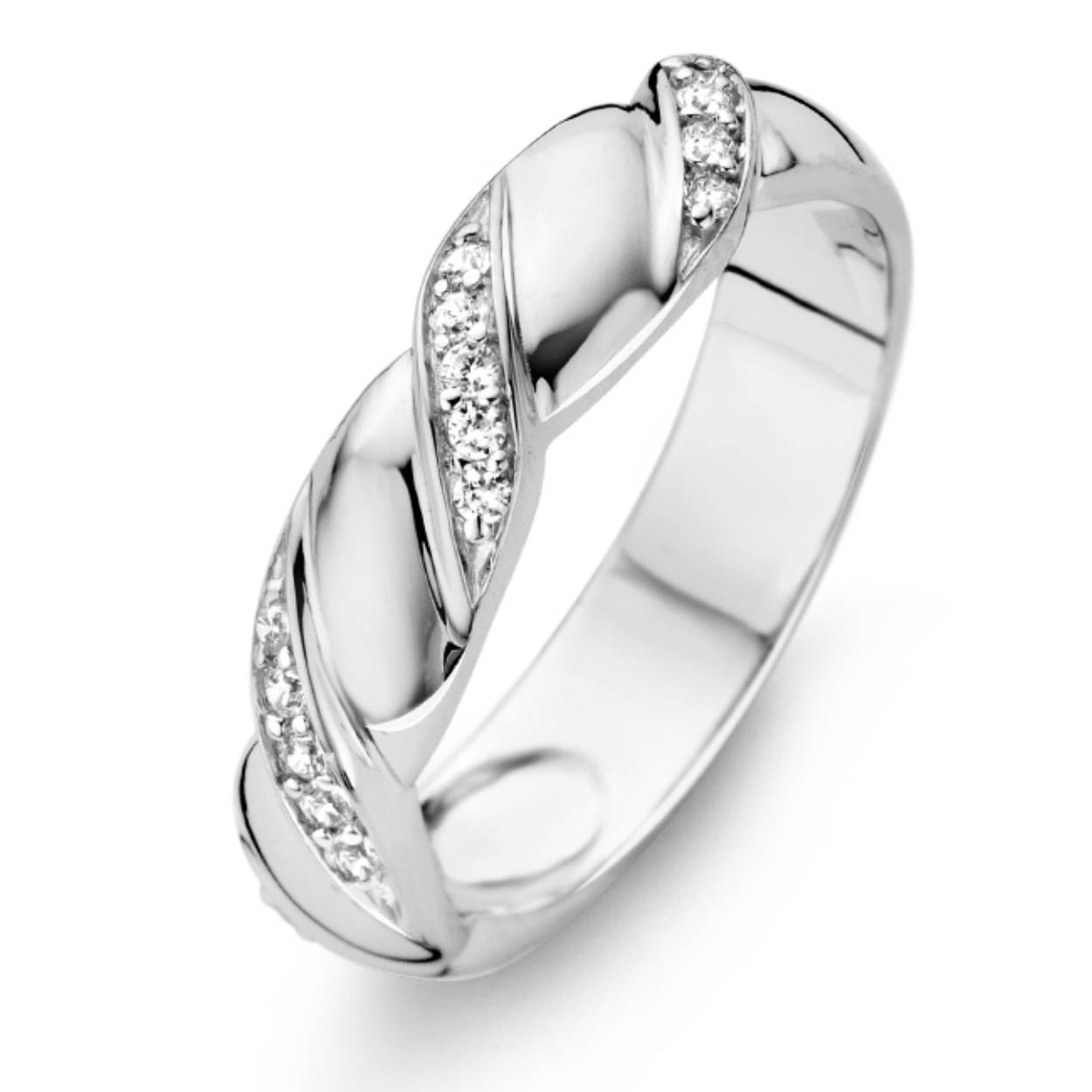 Rosa Di Luca zilveren ring gedraaid zirkonia