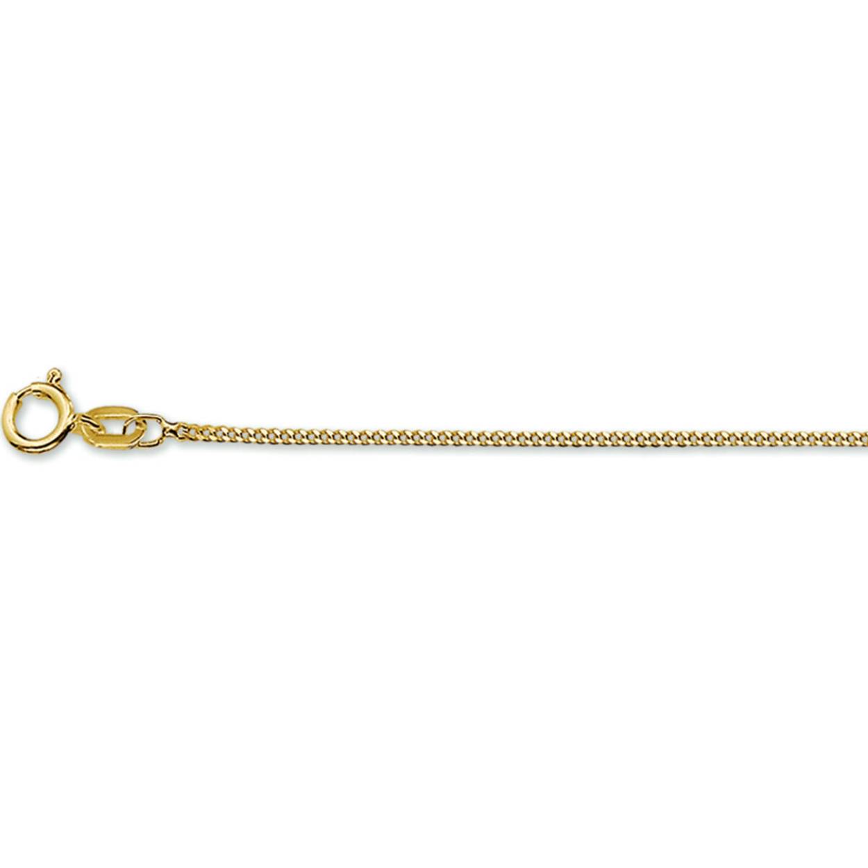 14k Geelgouden lengteartikel met 3 draaglengtes. De schakelbreedte is 1.1mm.