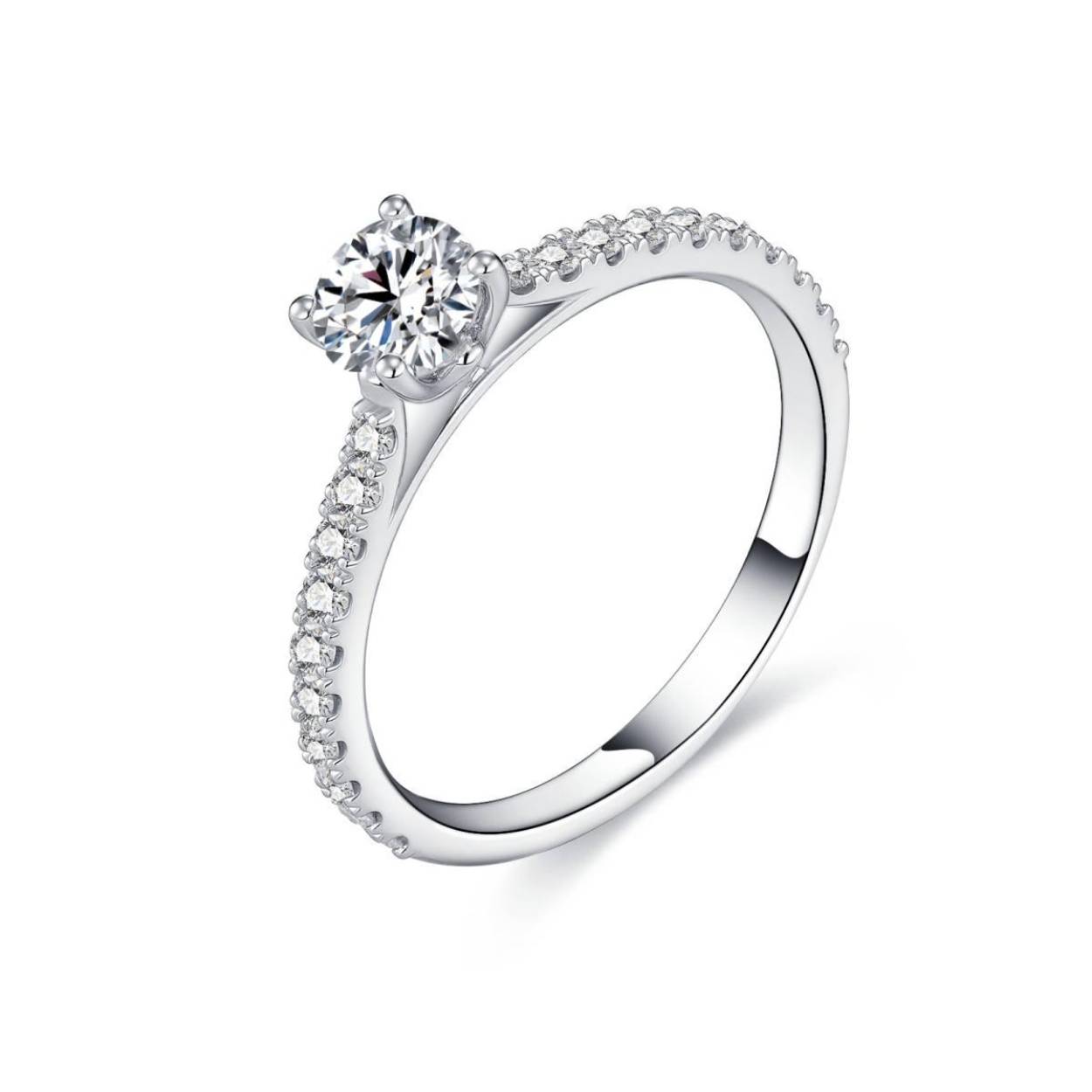 14 karaat ring wit goud met lab grown diamant/briljant