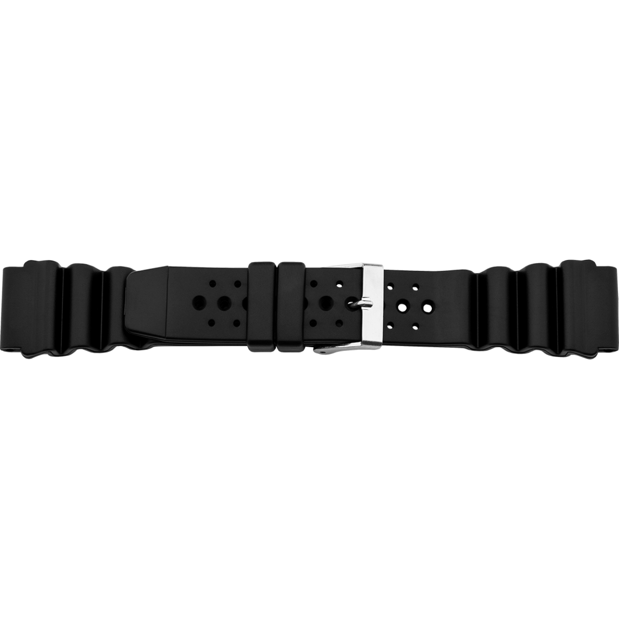 Horlogeband 838 kunststof zwart ribbel 18mm 