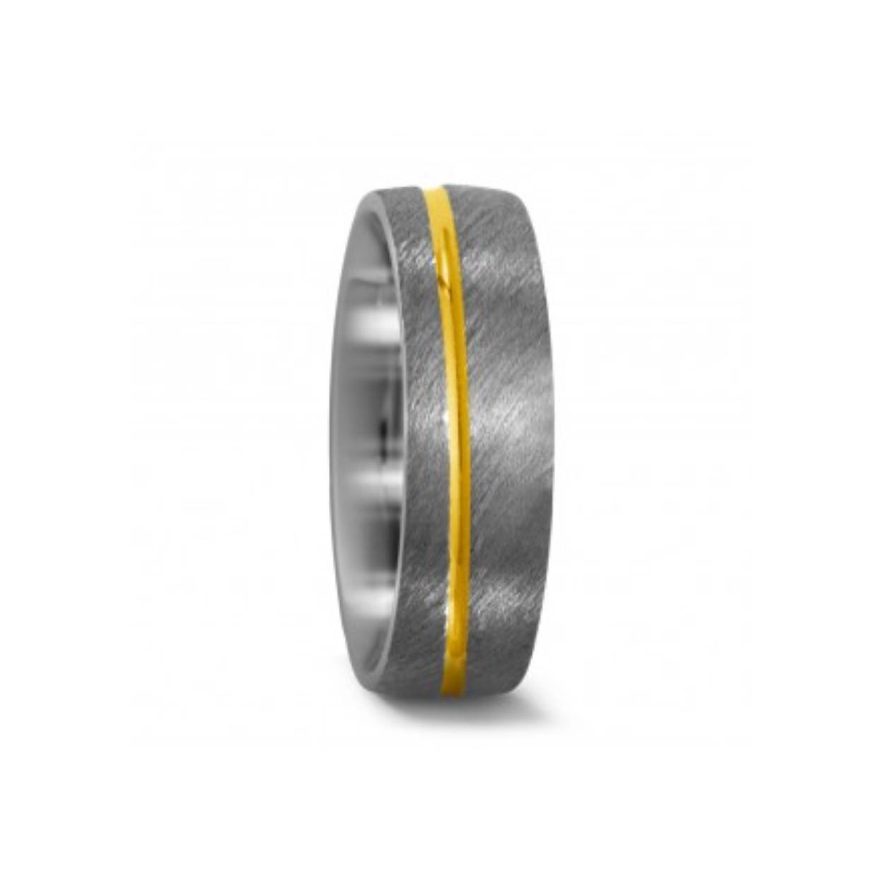 trouwring in titanium afgewerkt met 18kt goud