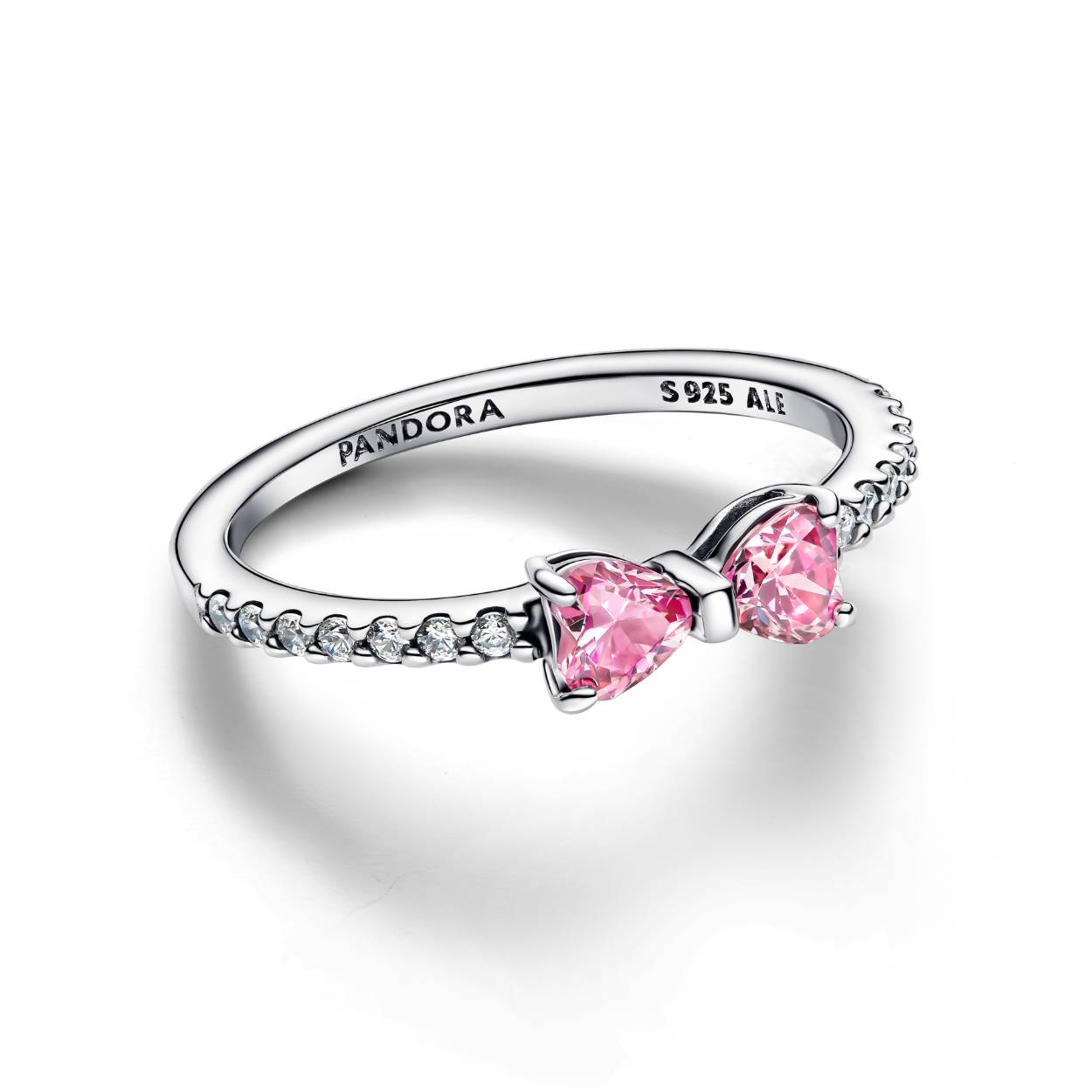 Sprankelende ring met roze strik