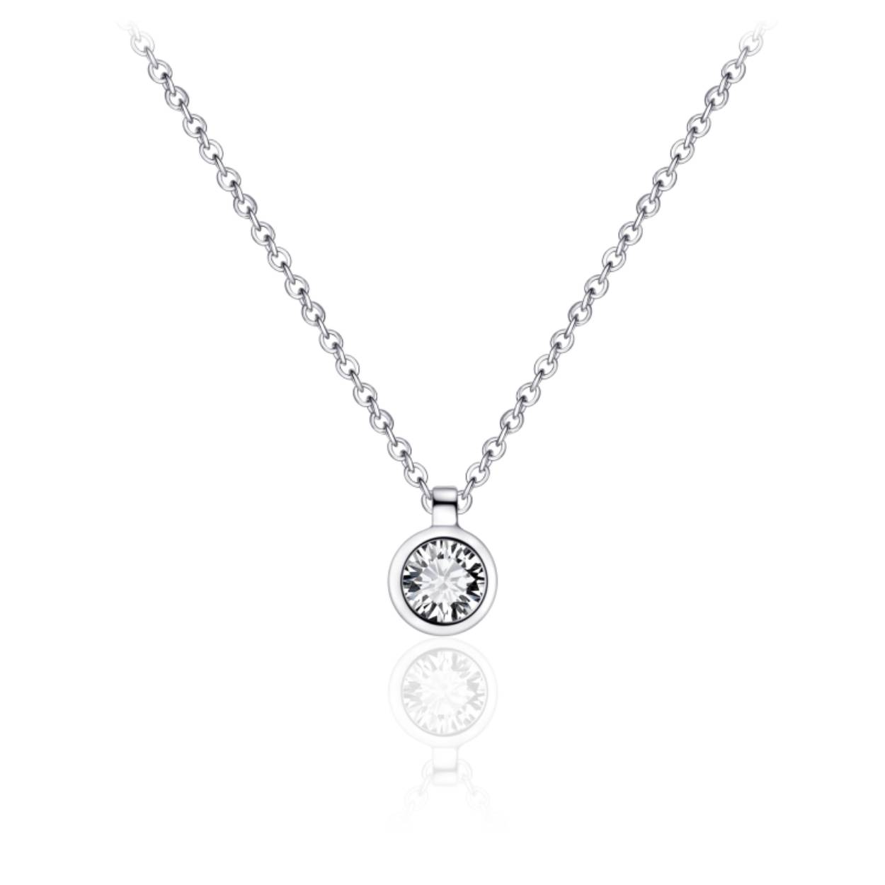 Zilveren zirkonia hanger met een collier in anker schakel