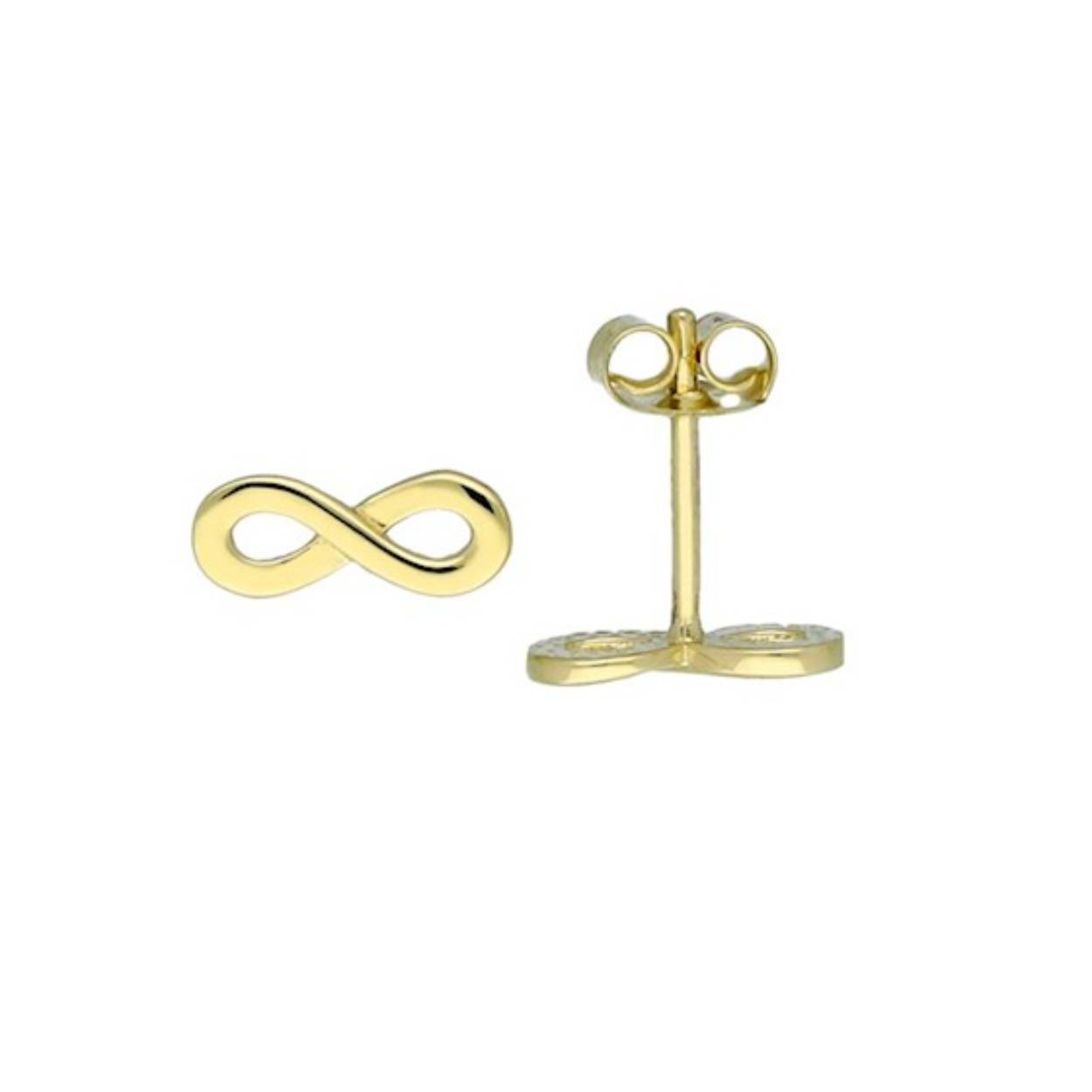 14k gouden oorknoppen in vorm van het infinity symbool.
