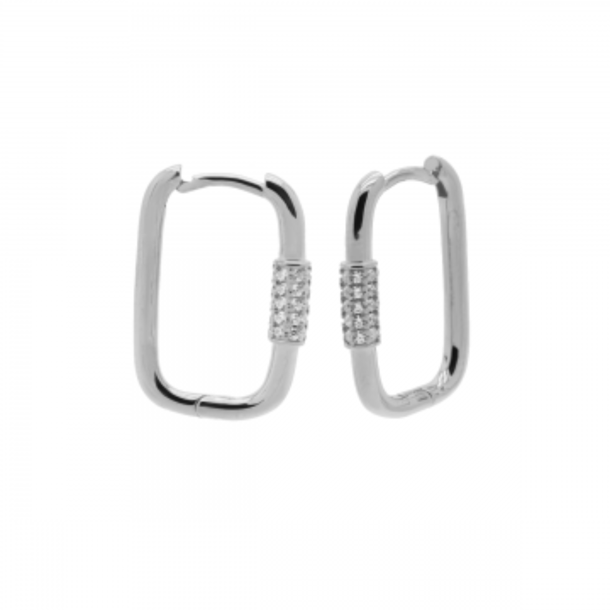 Zilveren oorring Hinged Hoops Square Zirconia Silver