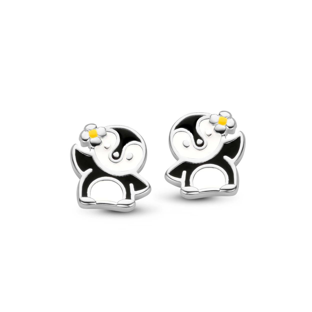 Bellini zilveren oorknop penguin
