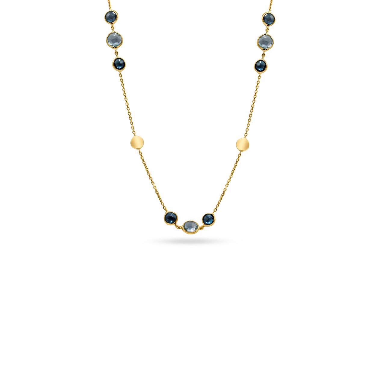 Ketting van 18kt goud met London blue topaas en topaas