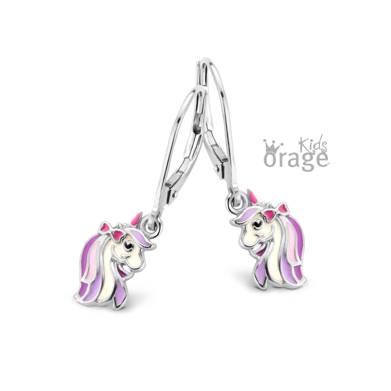 Zilveren oorhangers 'lady unicorn' van het merk Orage kids
Bijhorende ketting met hanger en armband ook verkrijgbaar
Oorhangers ook verkrijgbaar in andere uitvoeringen