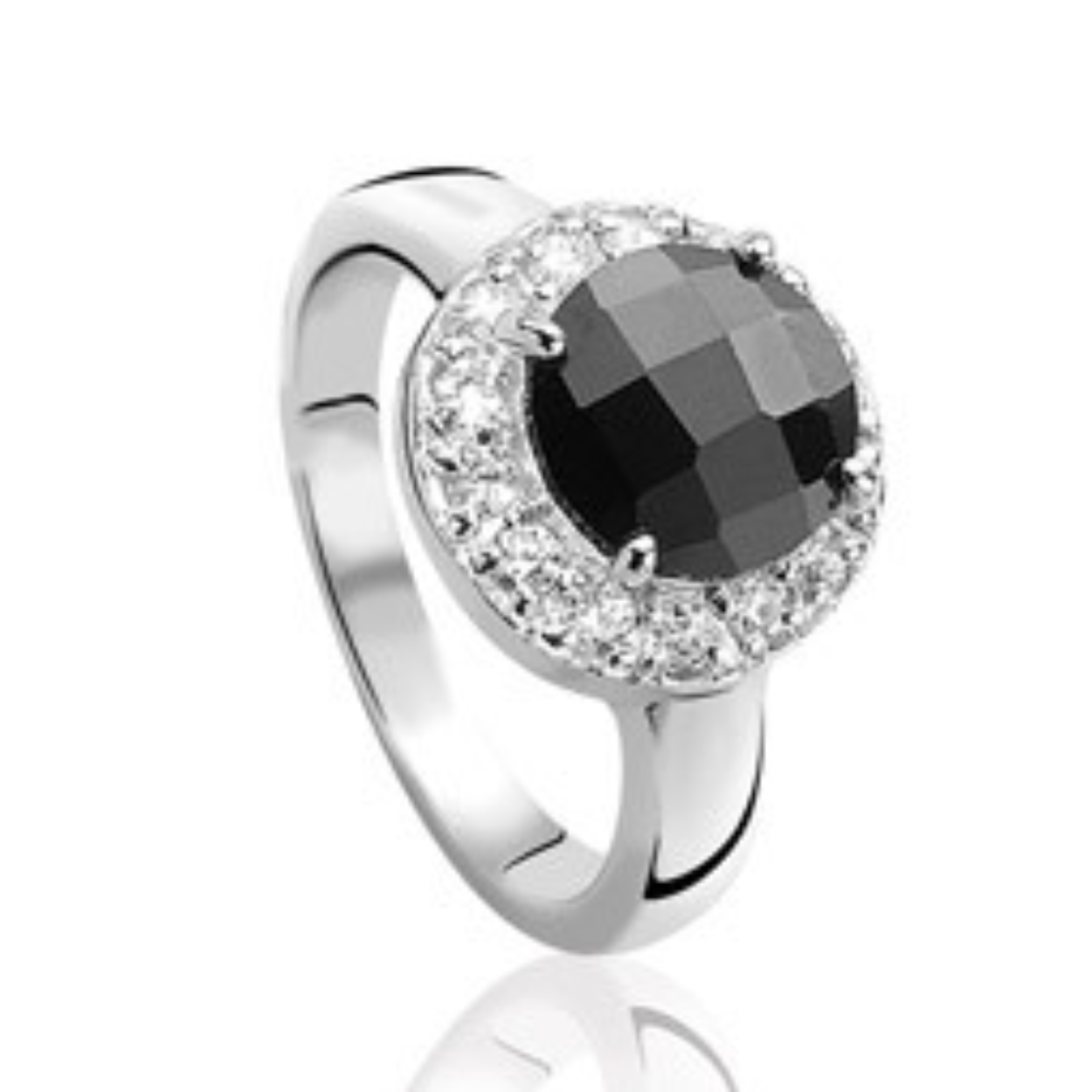 Zinzi zilveren ring zwart/wit zirkonia mt58 ZIR233Z