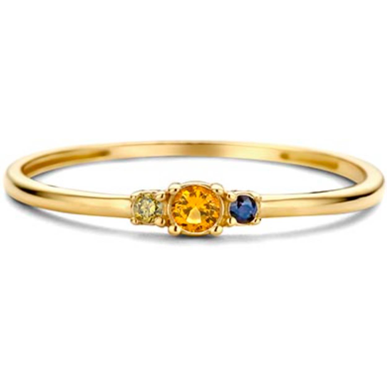 gouden Swing ring, groen/champ/bruin cz mt54